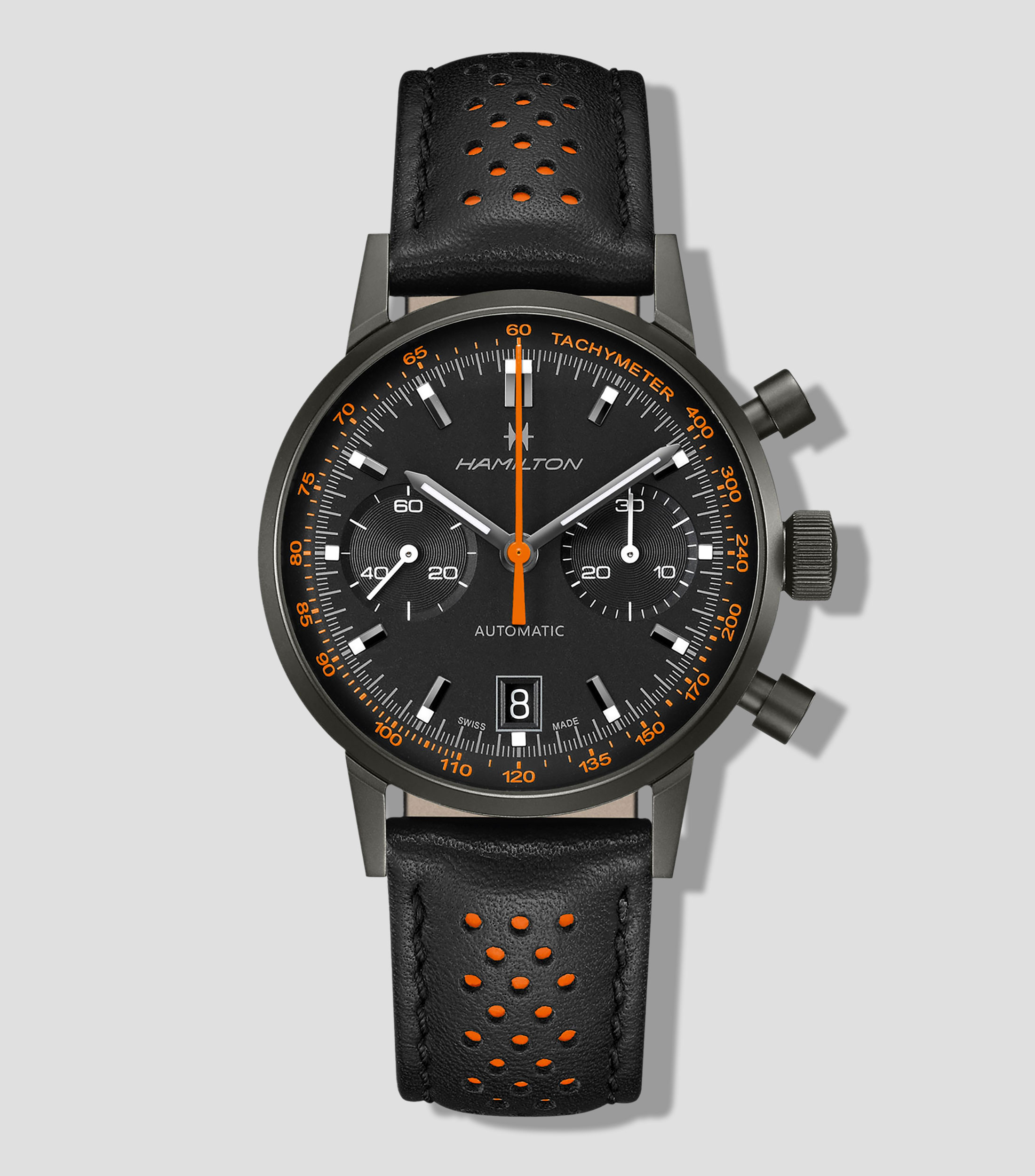 Reloj para Hombre Intra-Matic Auto Chrono deportivo negro, naranja