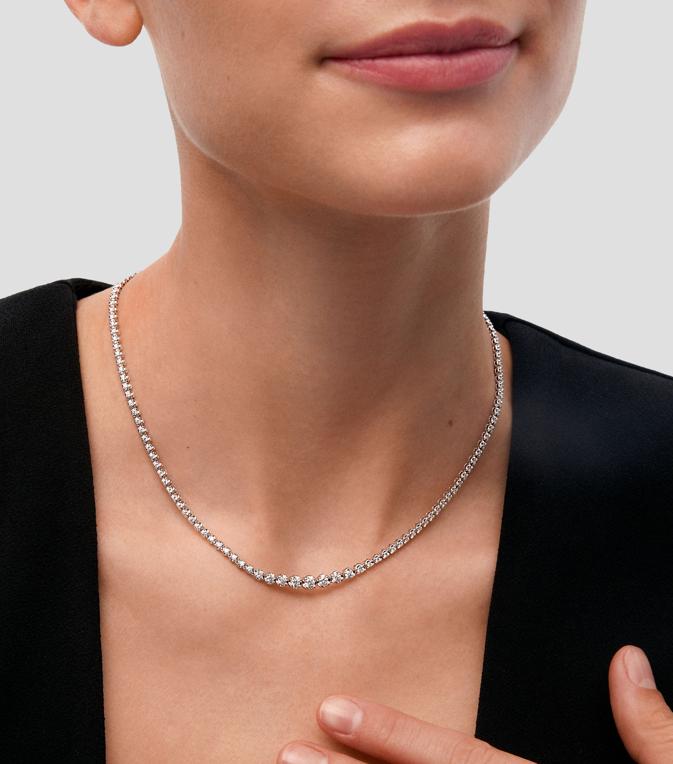 Collar rivière en Oro blanco de 18 Kilates con 134 diamantes Mujer