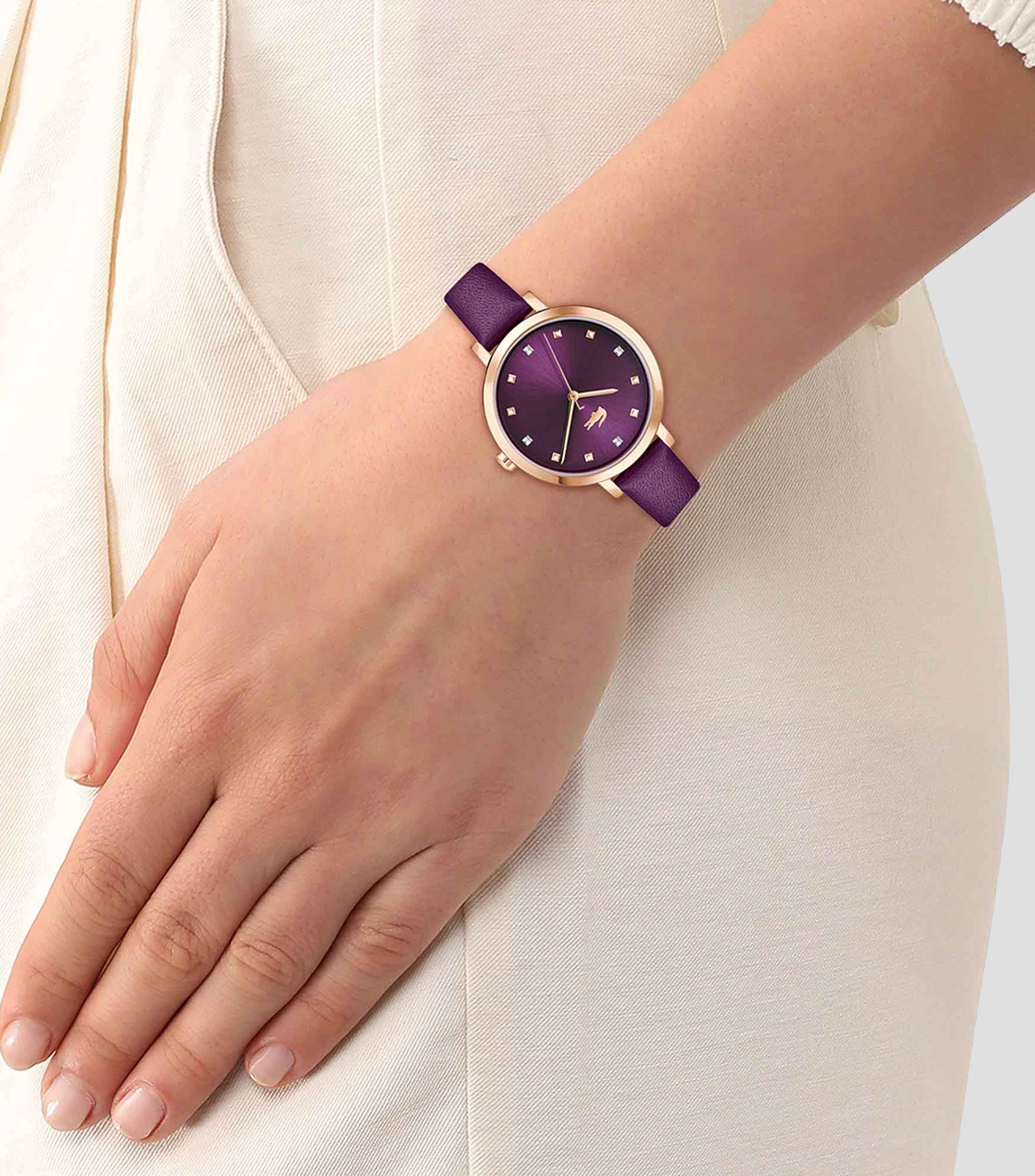 Reloj para Mujer Elyse casual tono oro rosa, morado