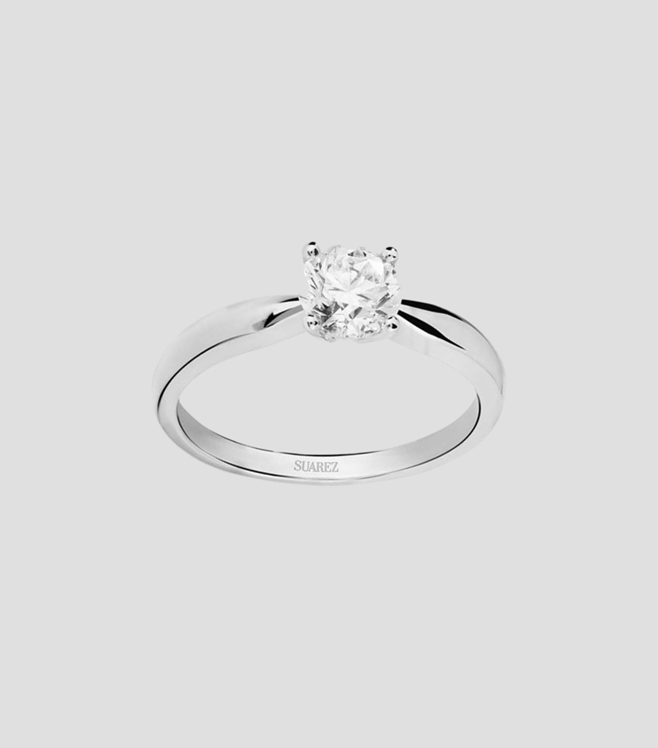 Anillo Solitario en oro blanco 18 Kilates con diamante Mujer