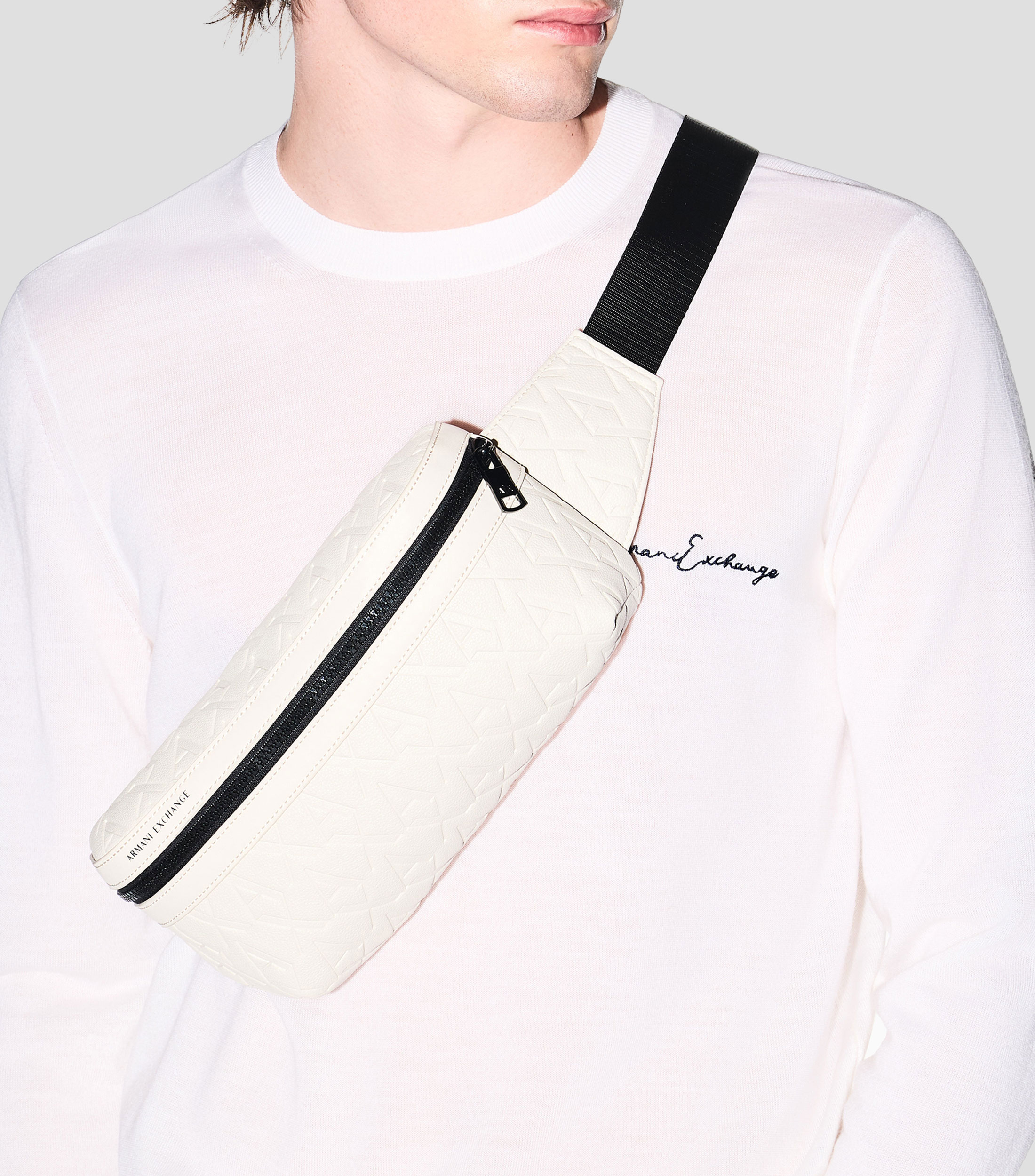 Cangurera blanca monogram sólido Hombre