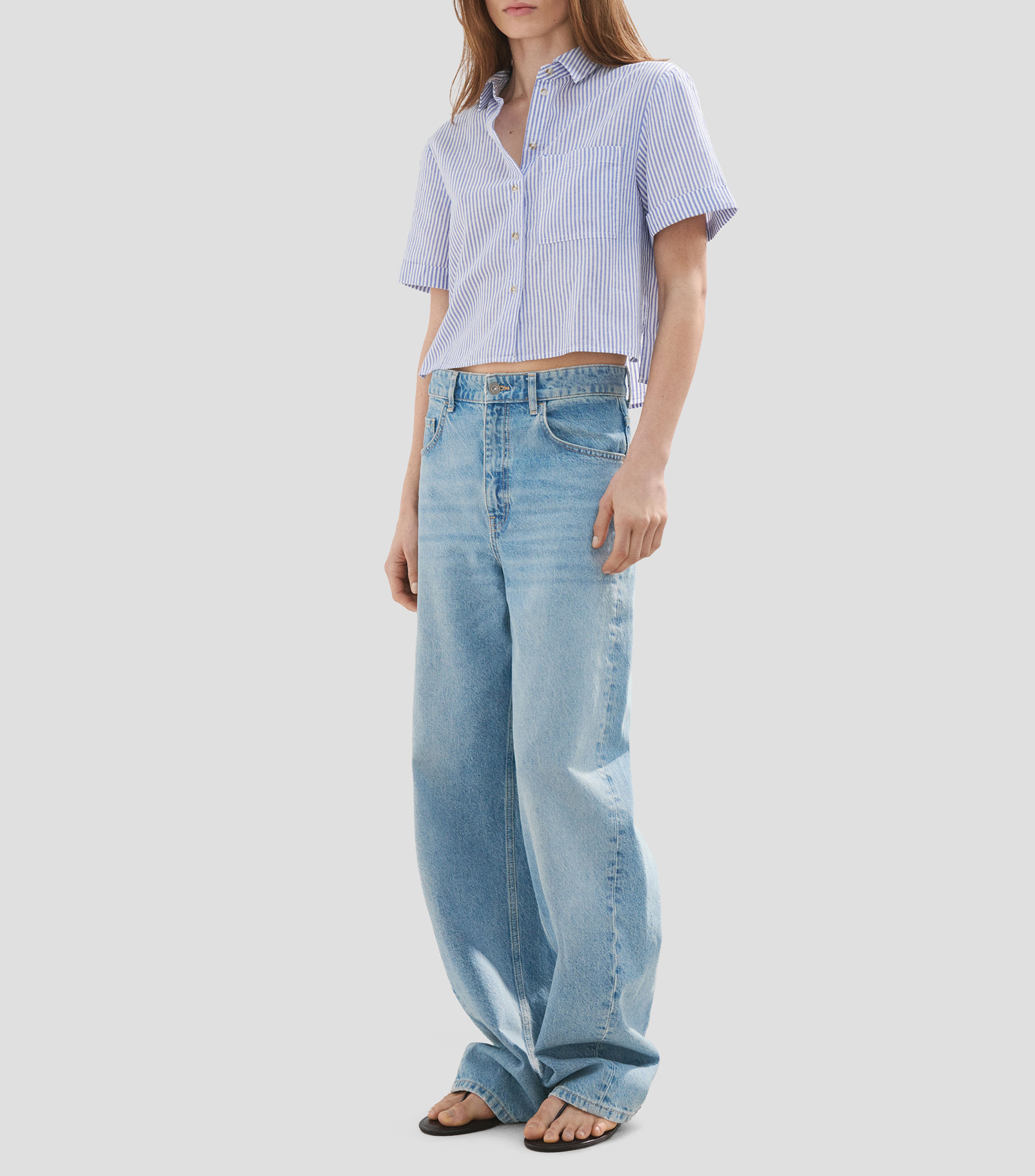 Camisa rayas manga corta Mujer