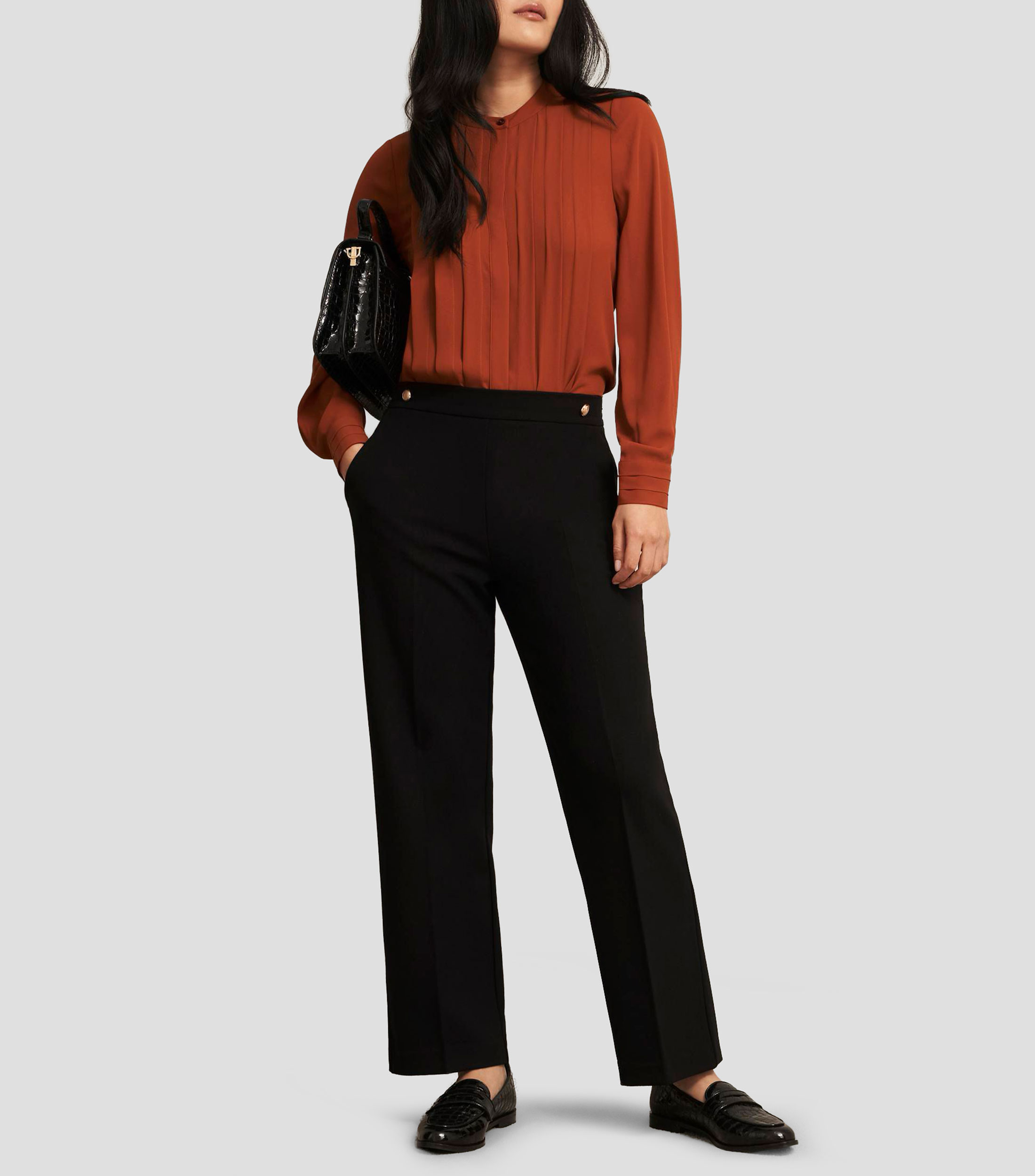 Blusa de diseño liso y manga larga Mujer