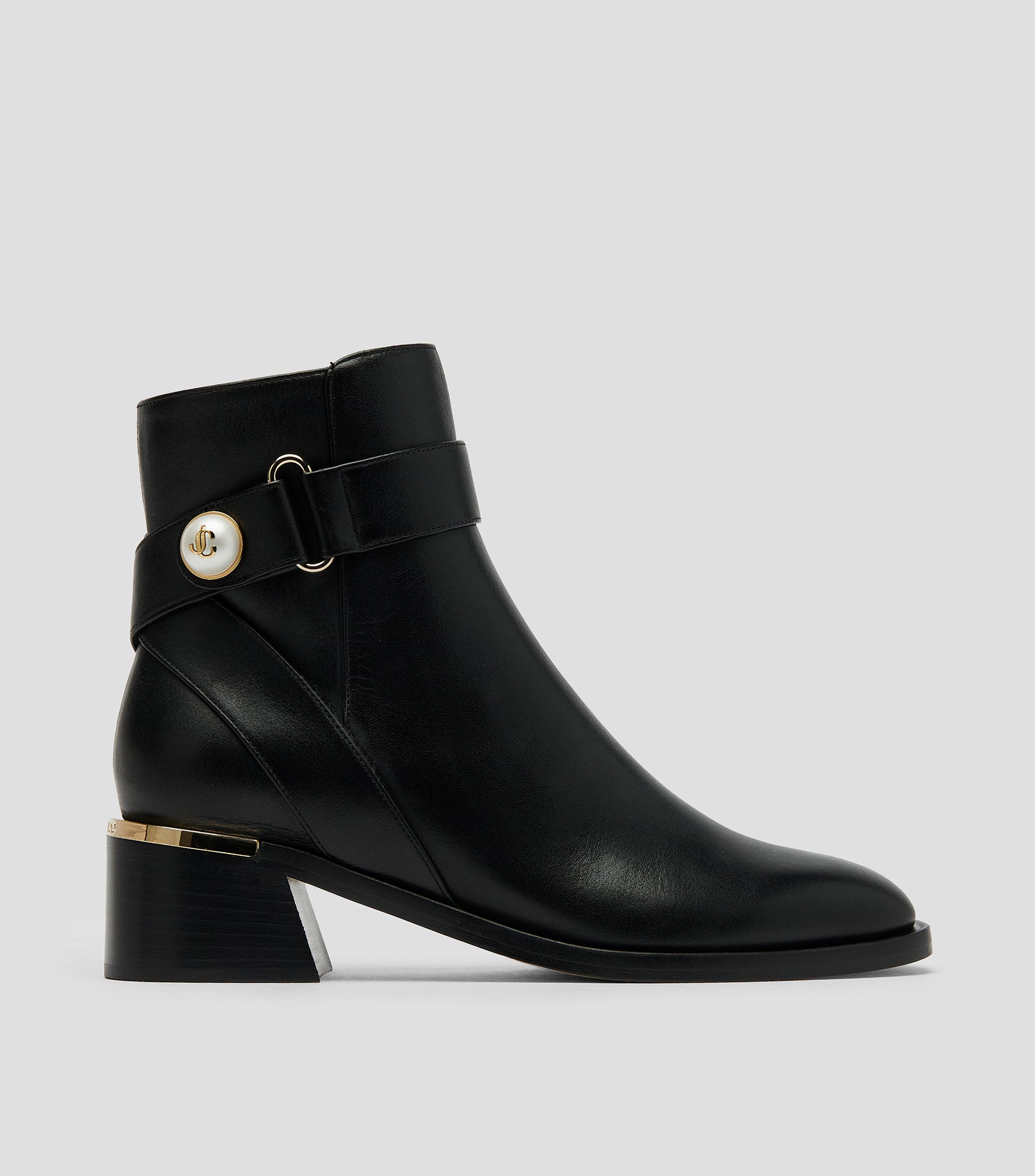 Botines Noor en piel con tacón bajo cuadrado Mujer