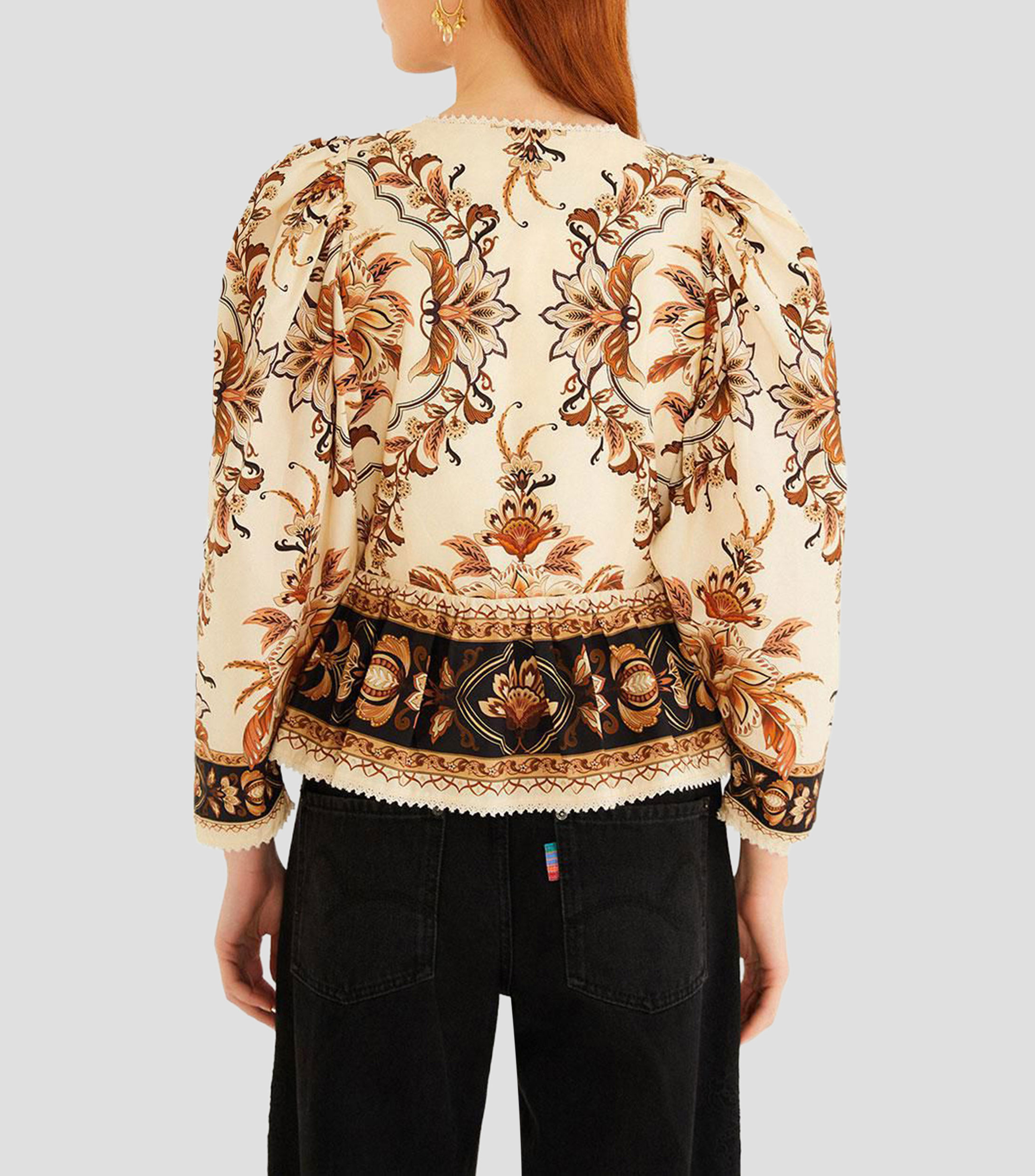 Blusa estampada con manga larga Mujer