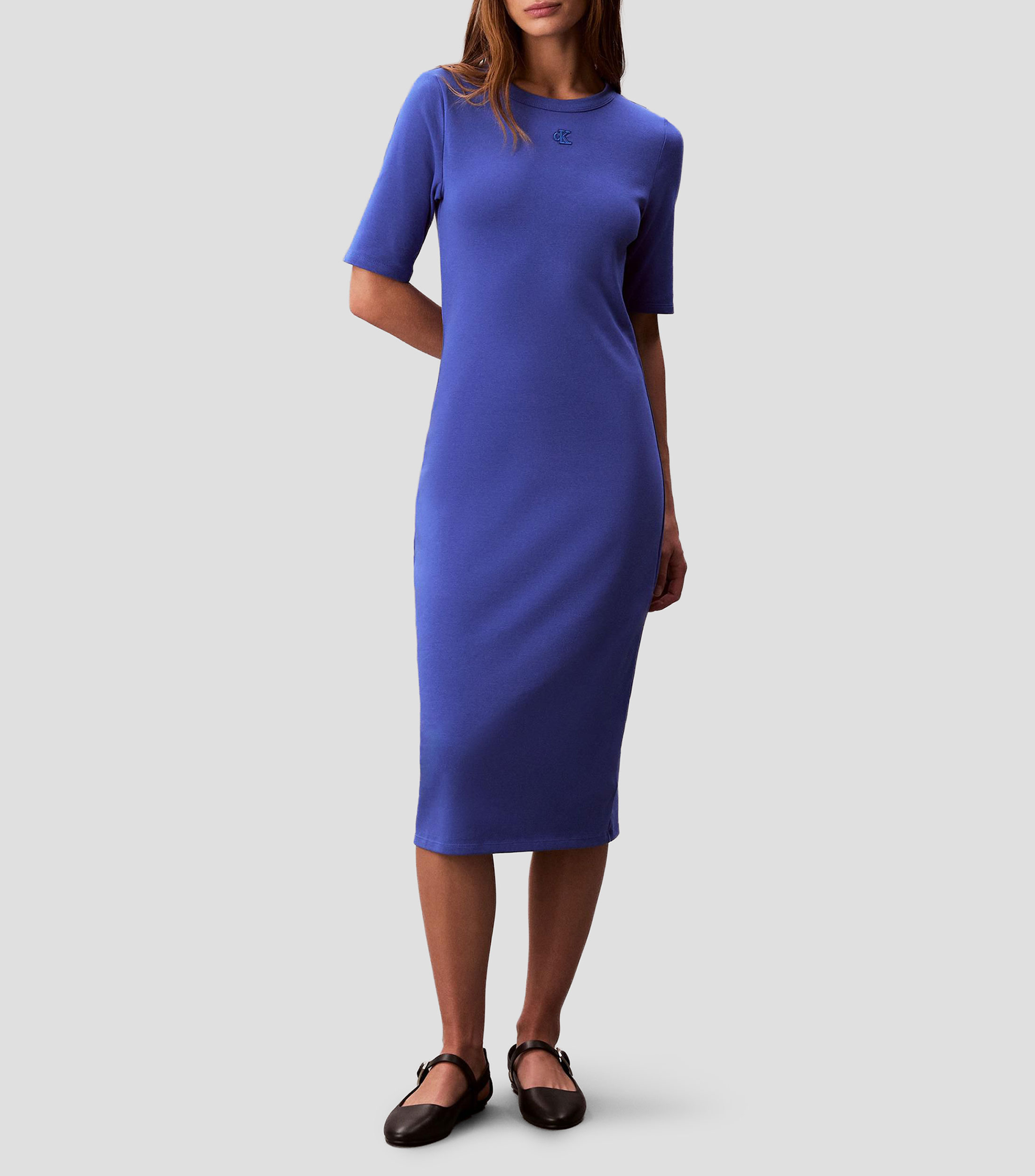 Vestido midi liso Mujer