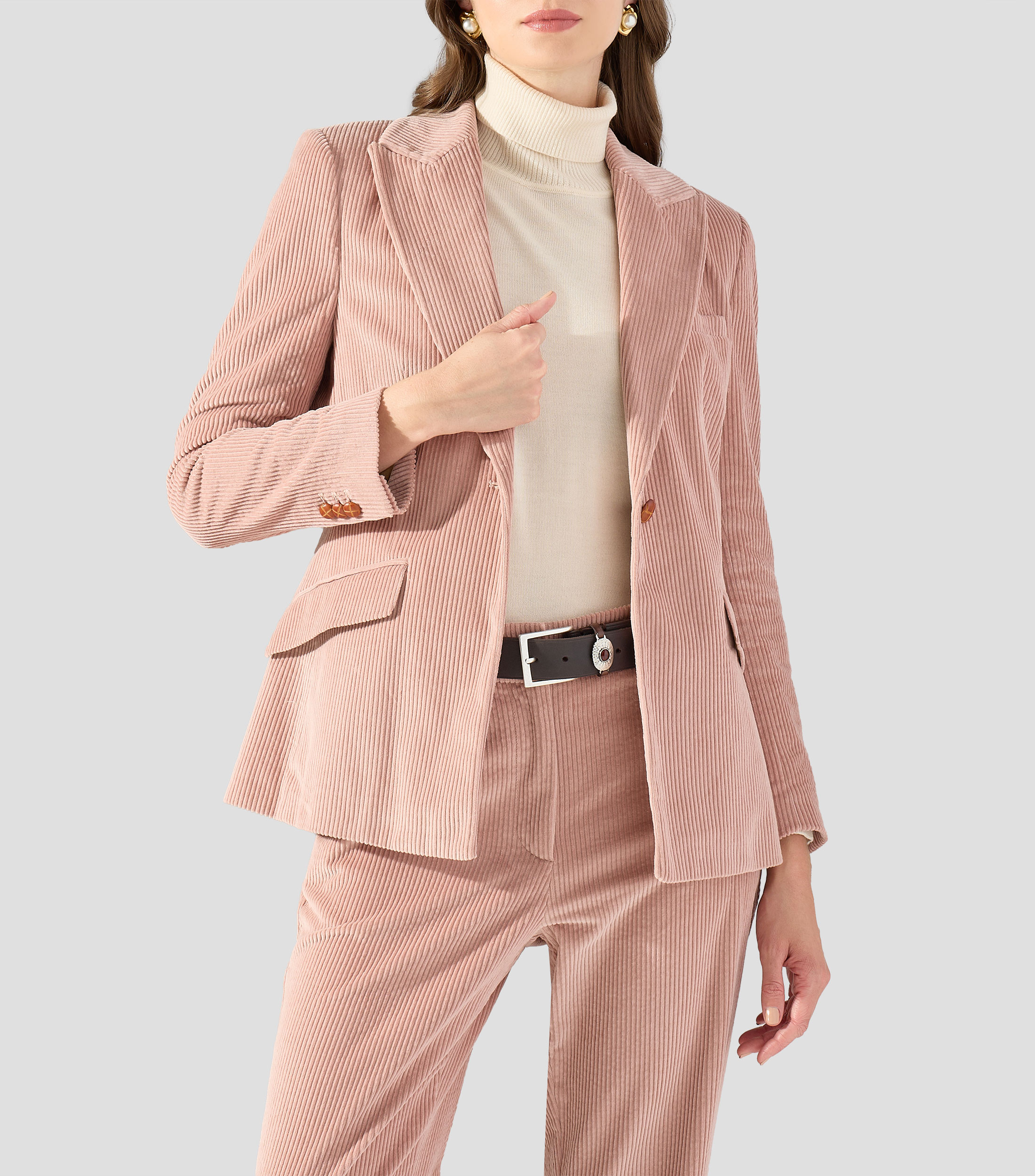 Saco liso acanalado Mujer