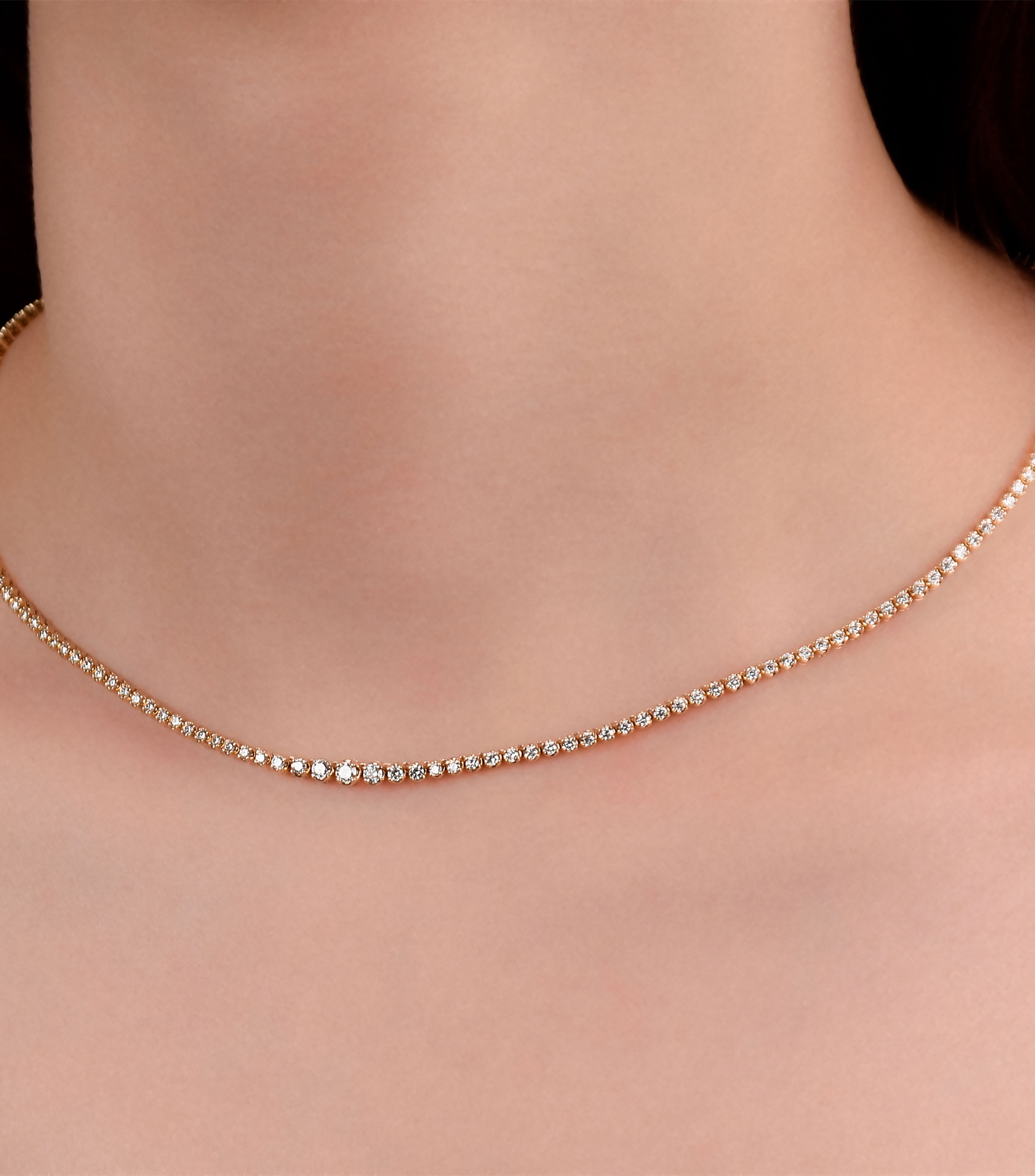 Gargantilla en oro amarillo de 14 kilates con diamantes Mujer