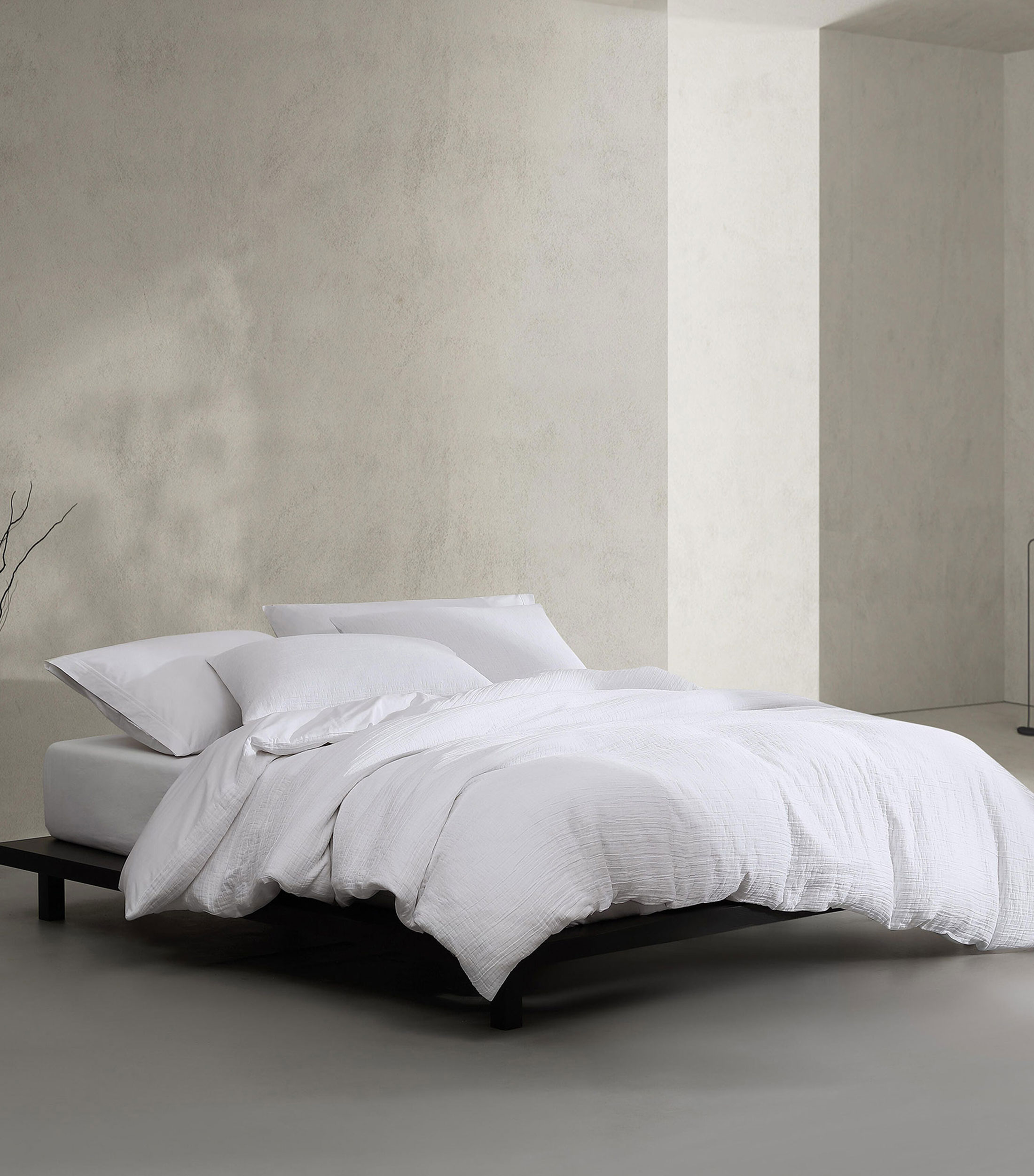 Juego de Funda para Duvet King Size de algodón Washed Texture blanco