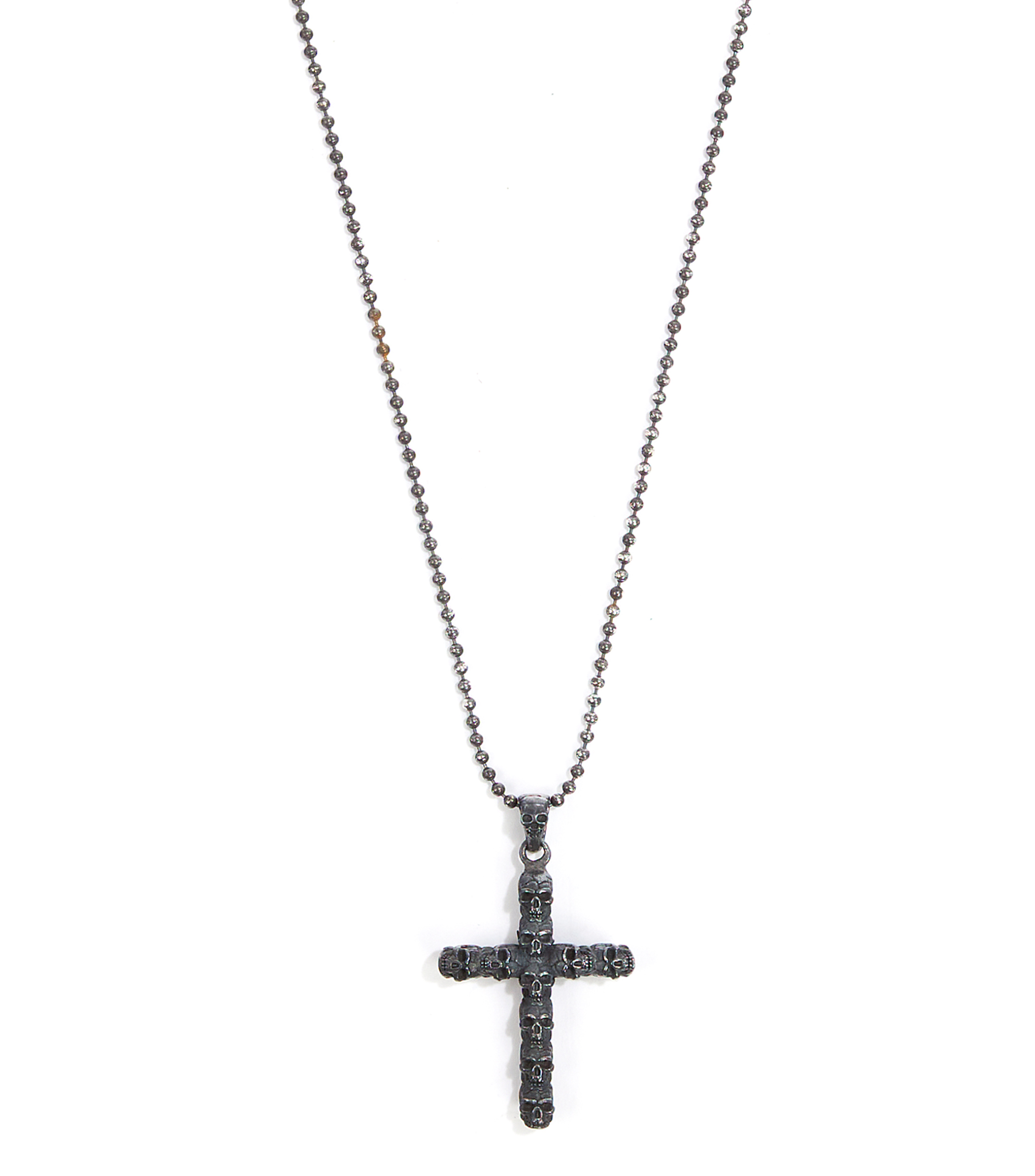 Dije Skrull Cross en plata .925 Hombre