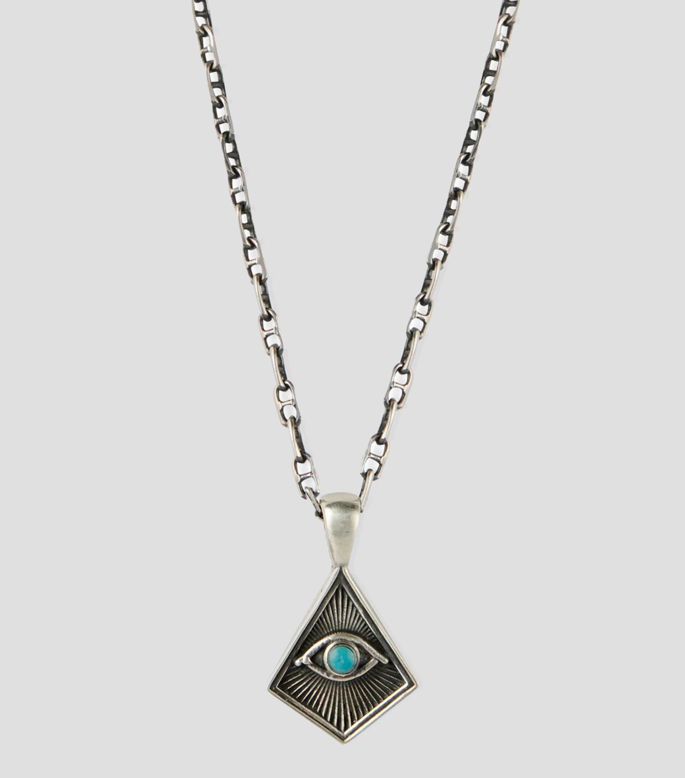 Collar en plata .925 ojo protector con turquesa Unisex