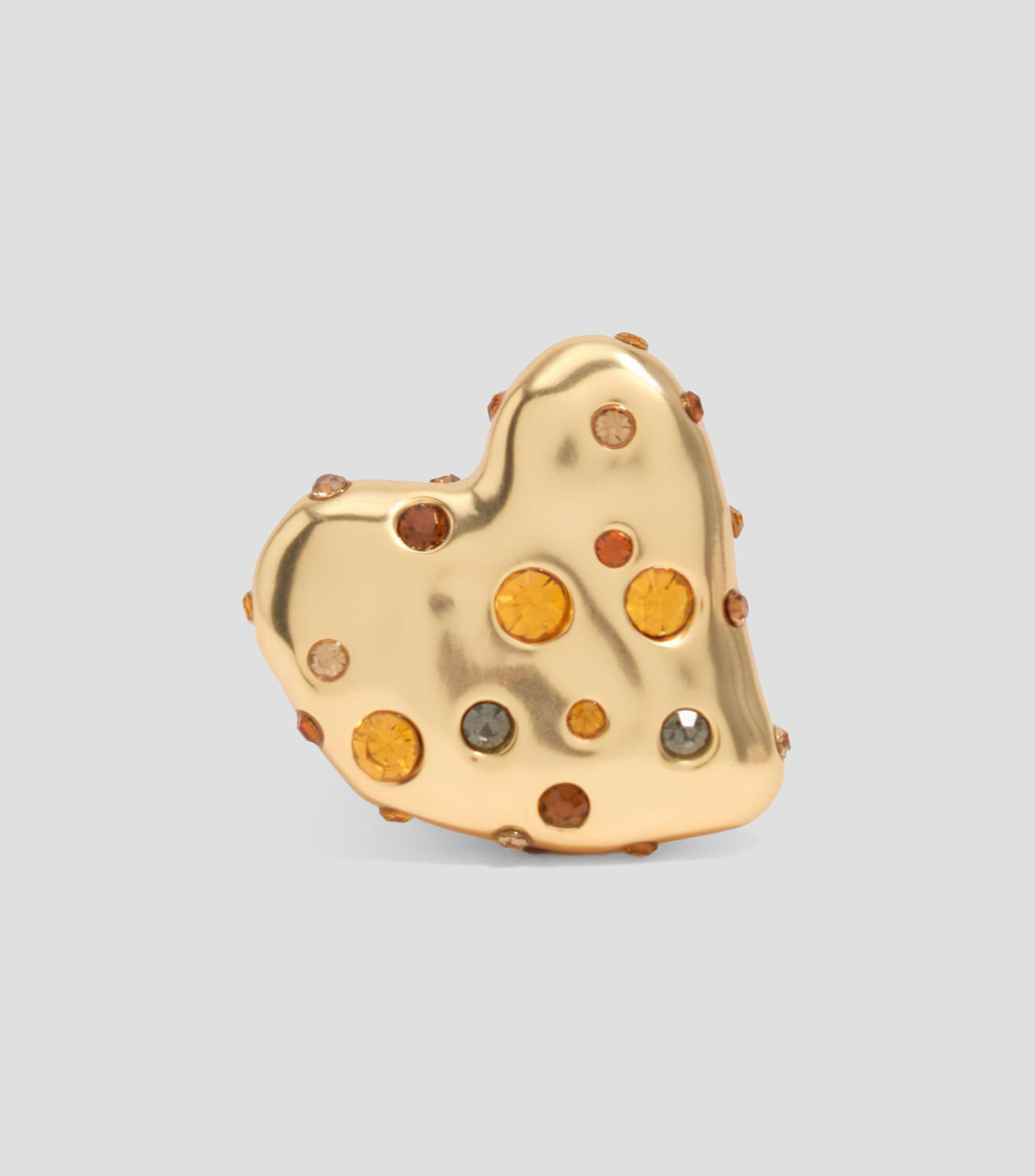 Anillo de corazón con textura cristales dorado mate Mujer