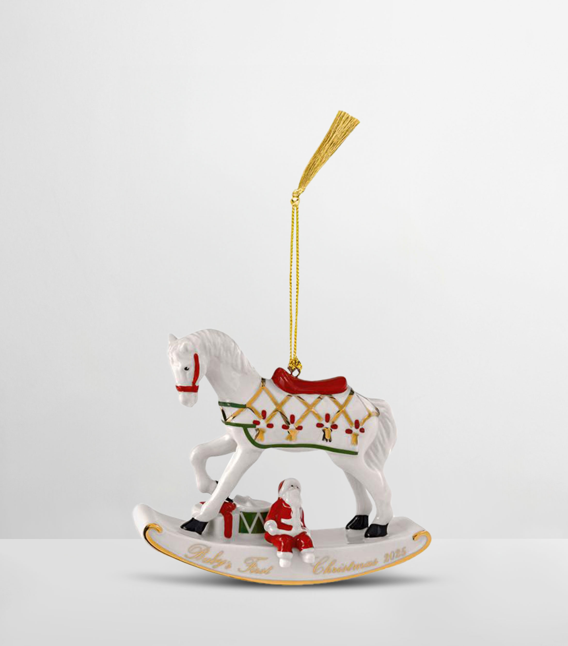 Ornamento Caballito Christmas Classics en porcelana