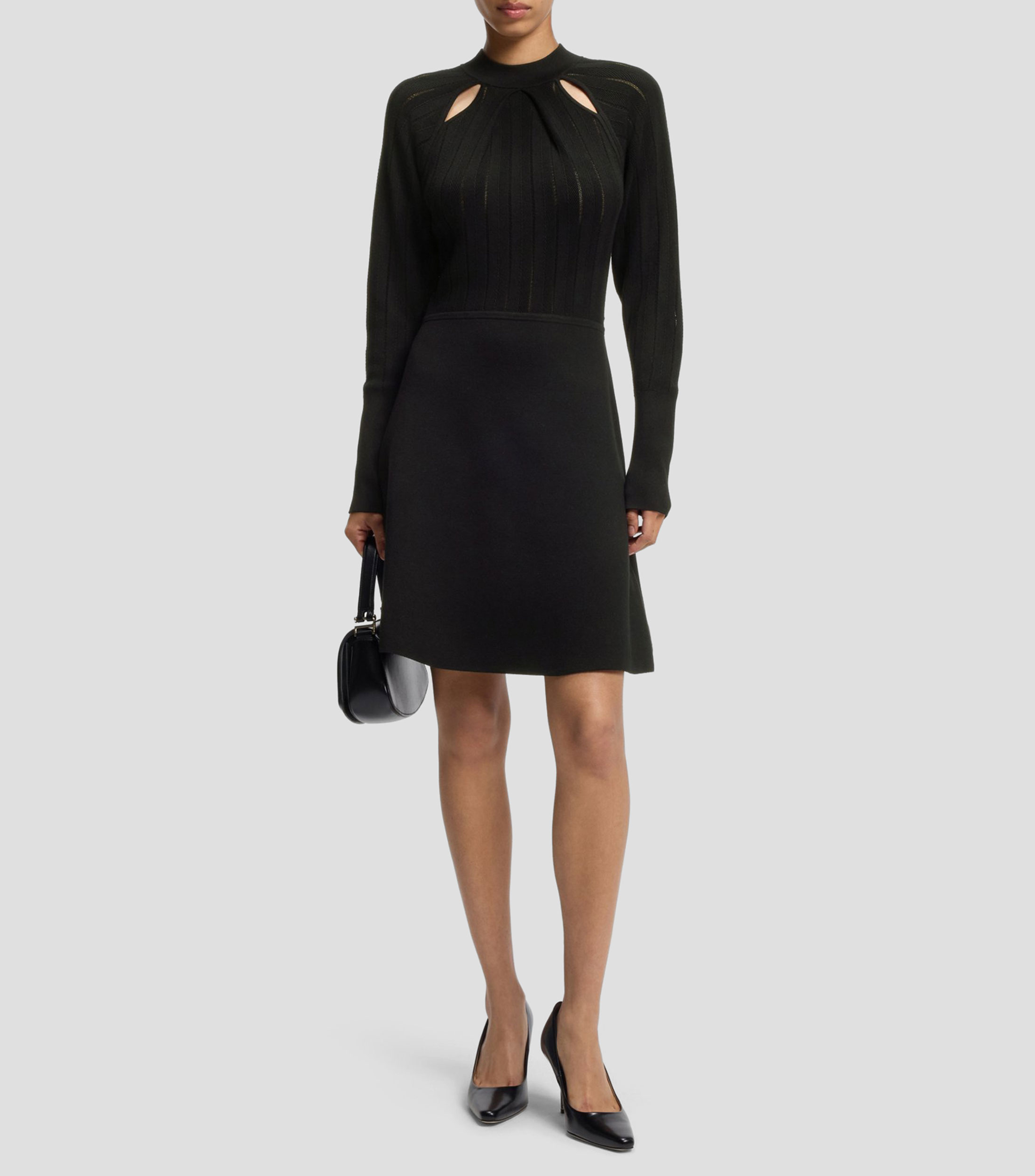 Vestido midi liso manga larga Mujer