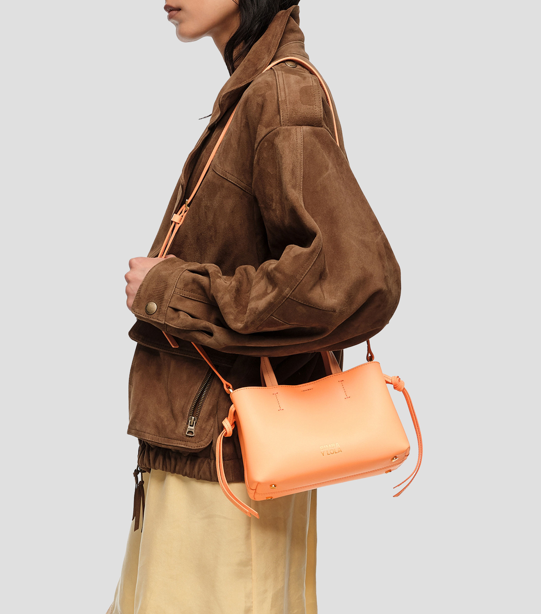 Bolsa mini Chihuahua piel naranja sorbete Mujer