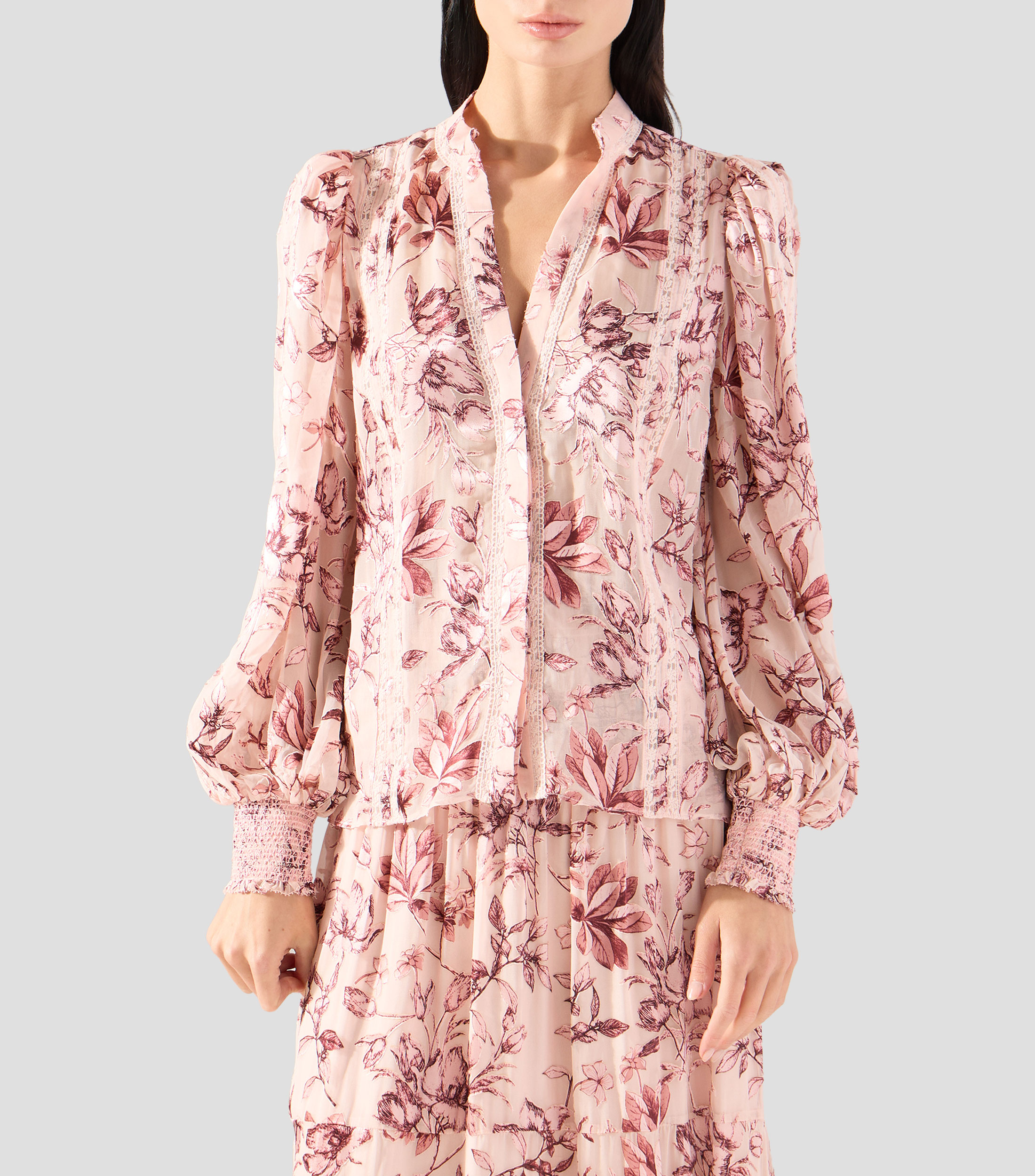 Blusa estampada con manga larga Mujer