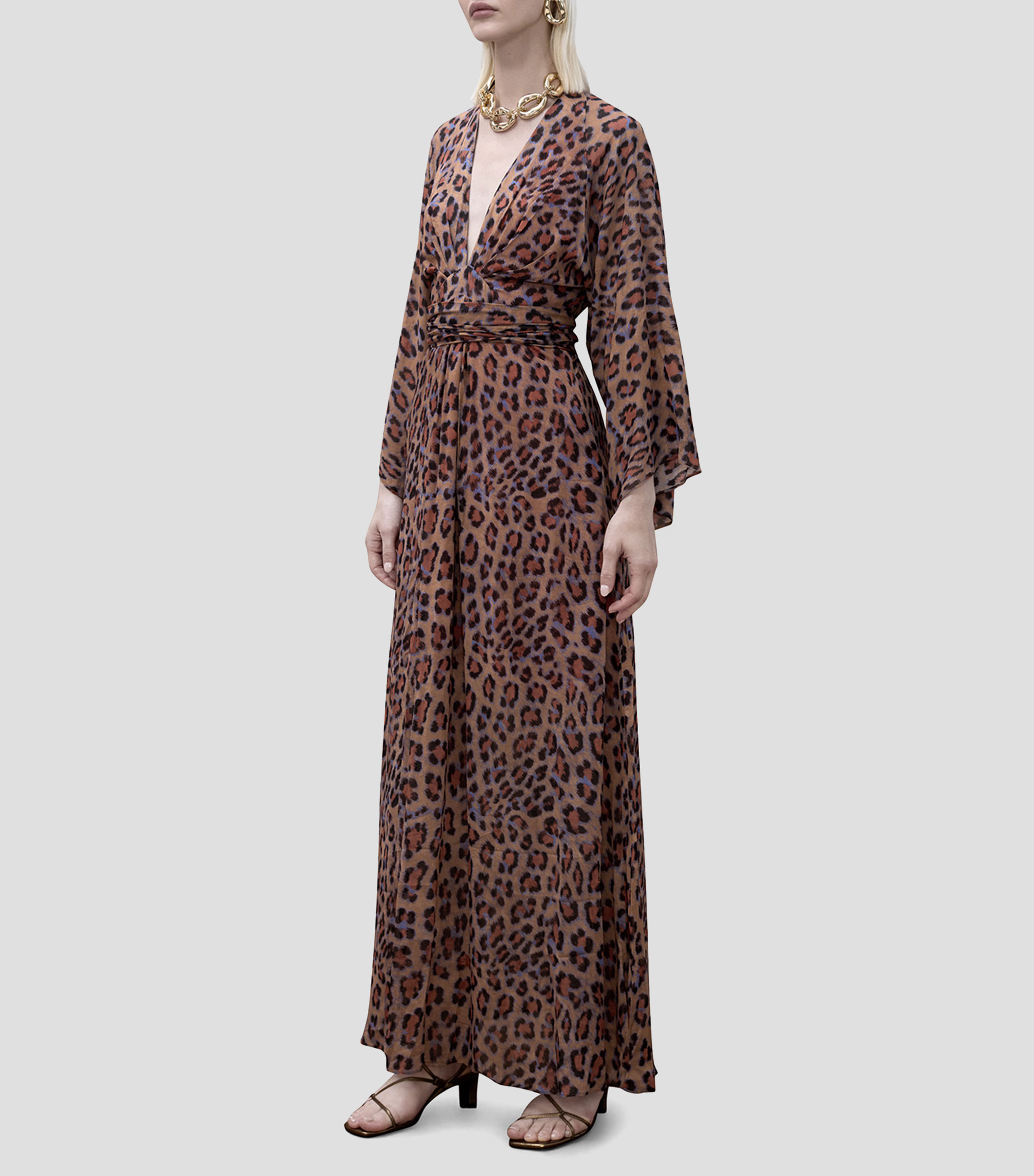Vestido largo manga larga animalprint Mujer