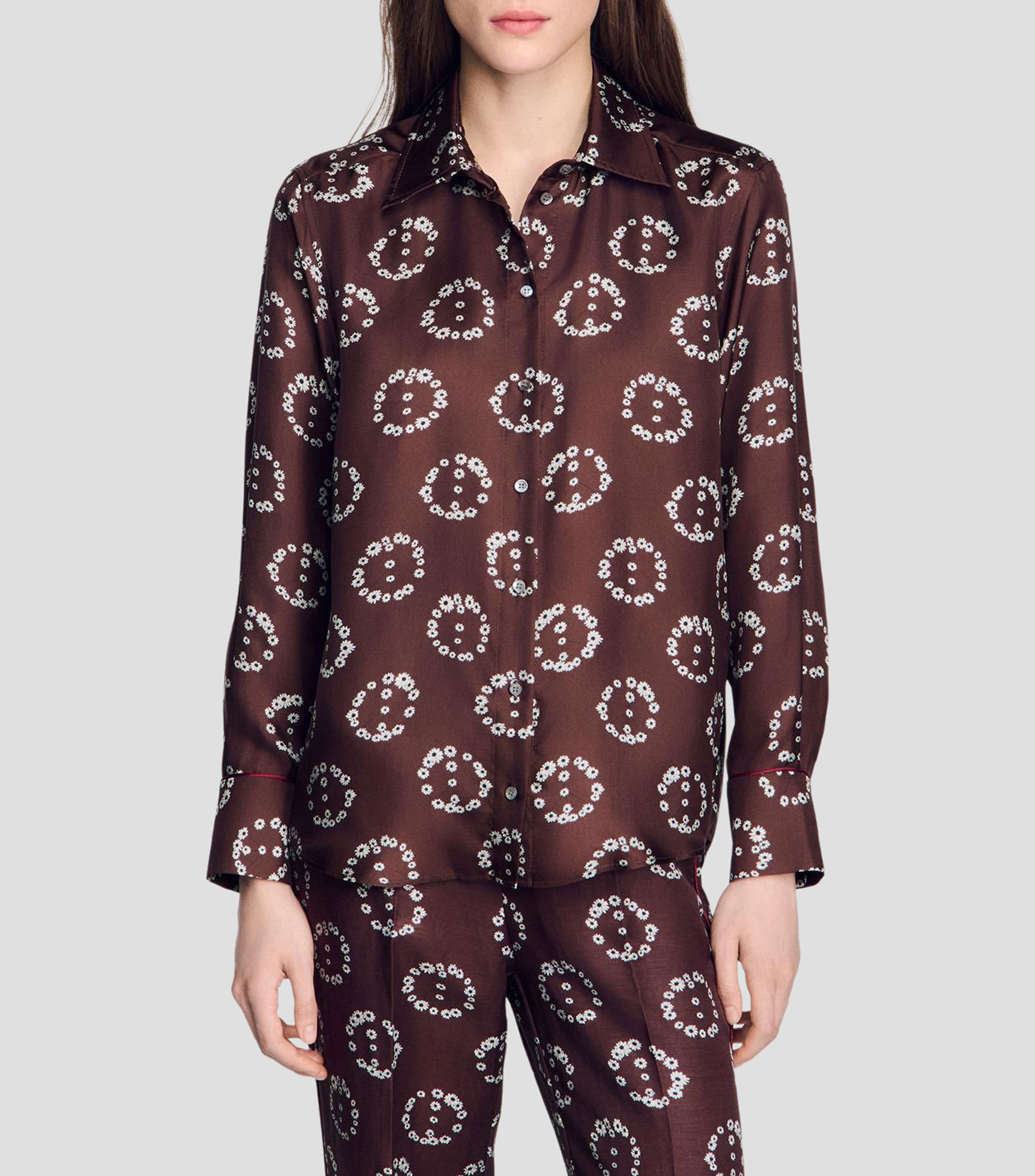 Camisa estampada con manga larga Mujer