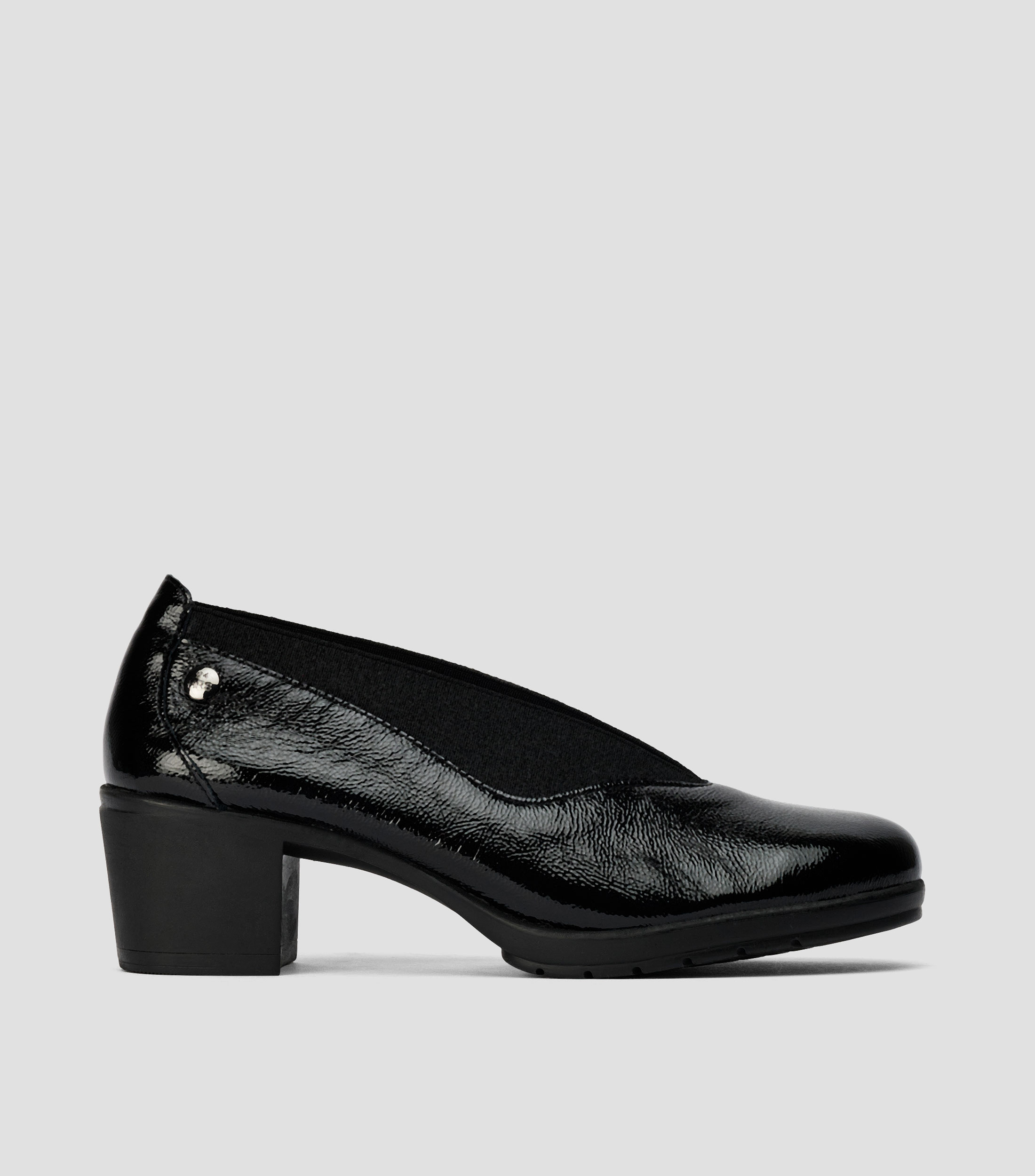 Zapatos casuales de tacón madiano ancho en piel Mujer