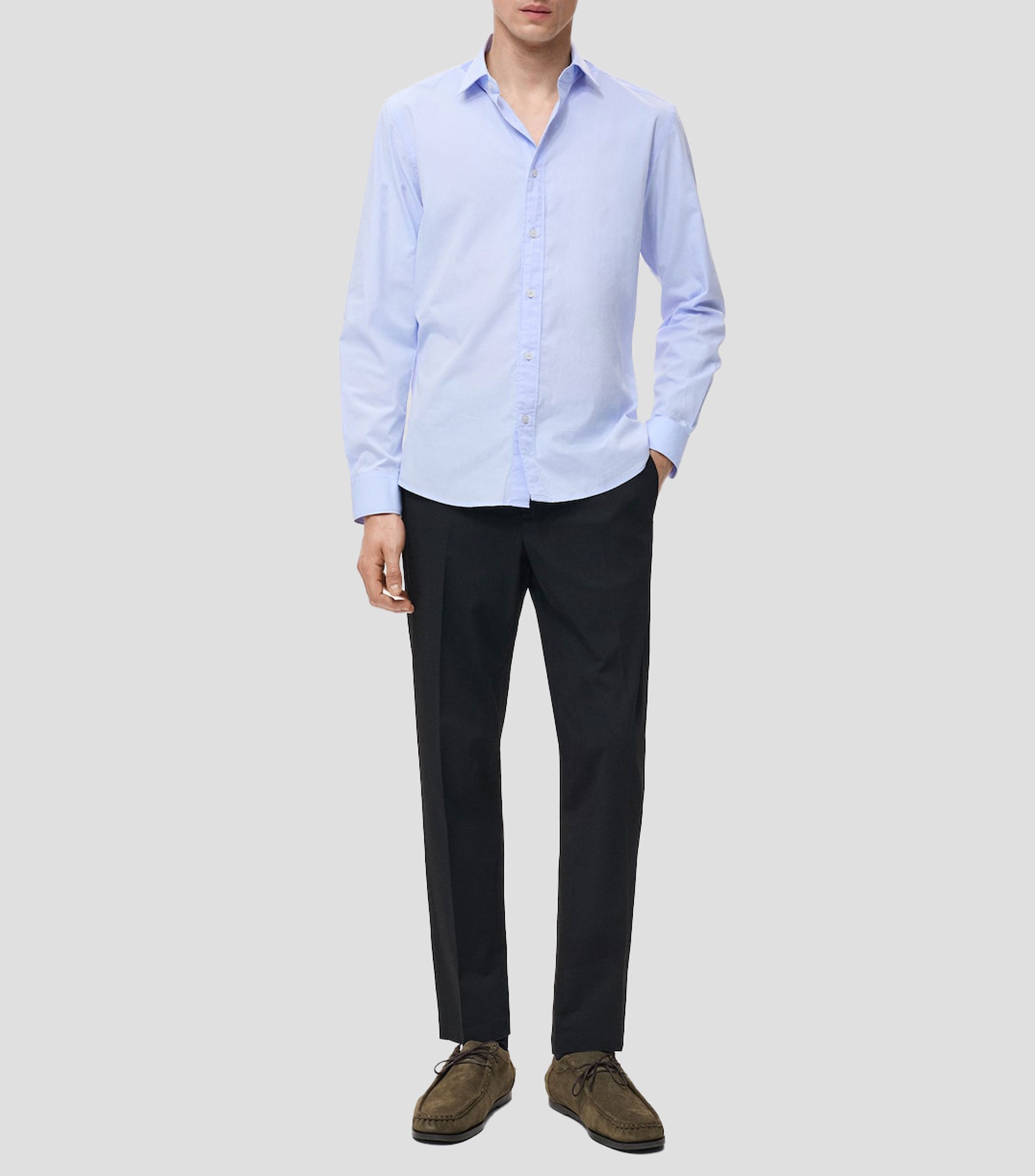Camisa lisa manga larga Hombre