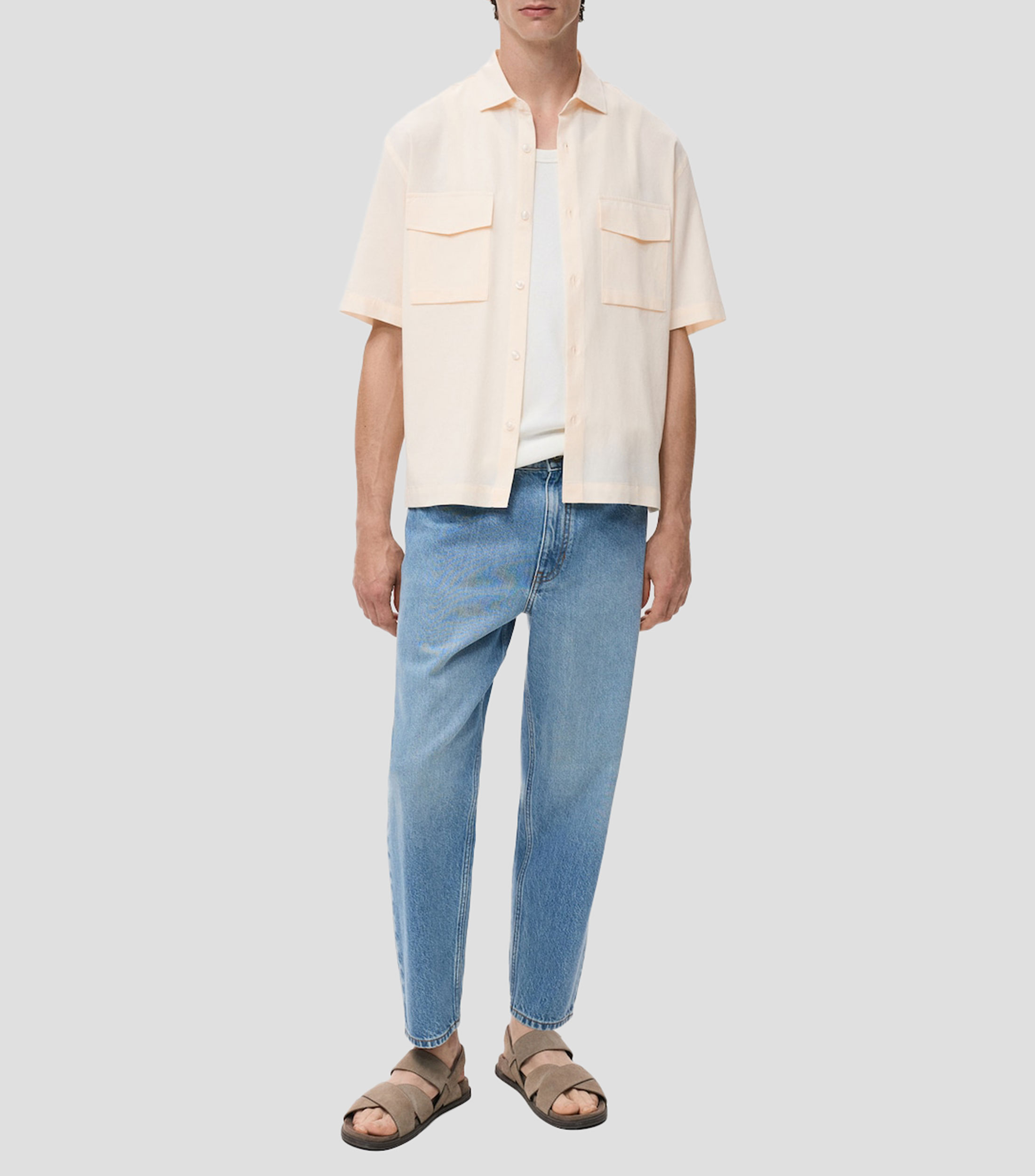 Camisa lisa manga corta Hombre
