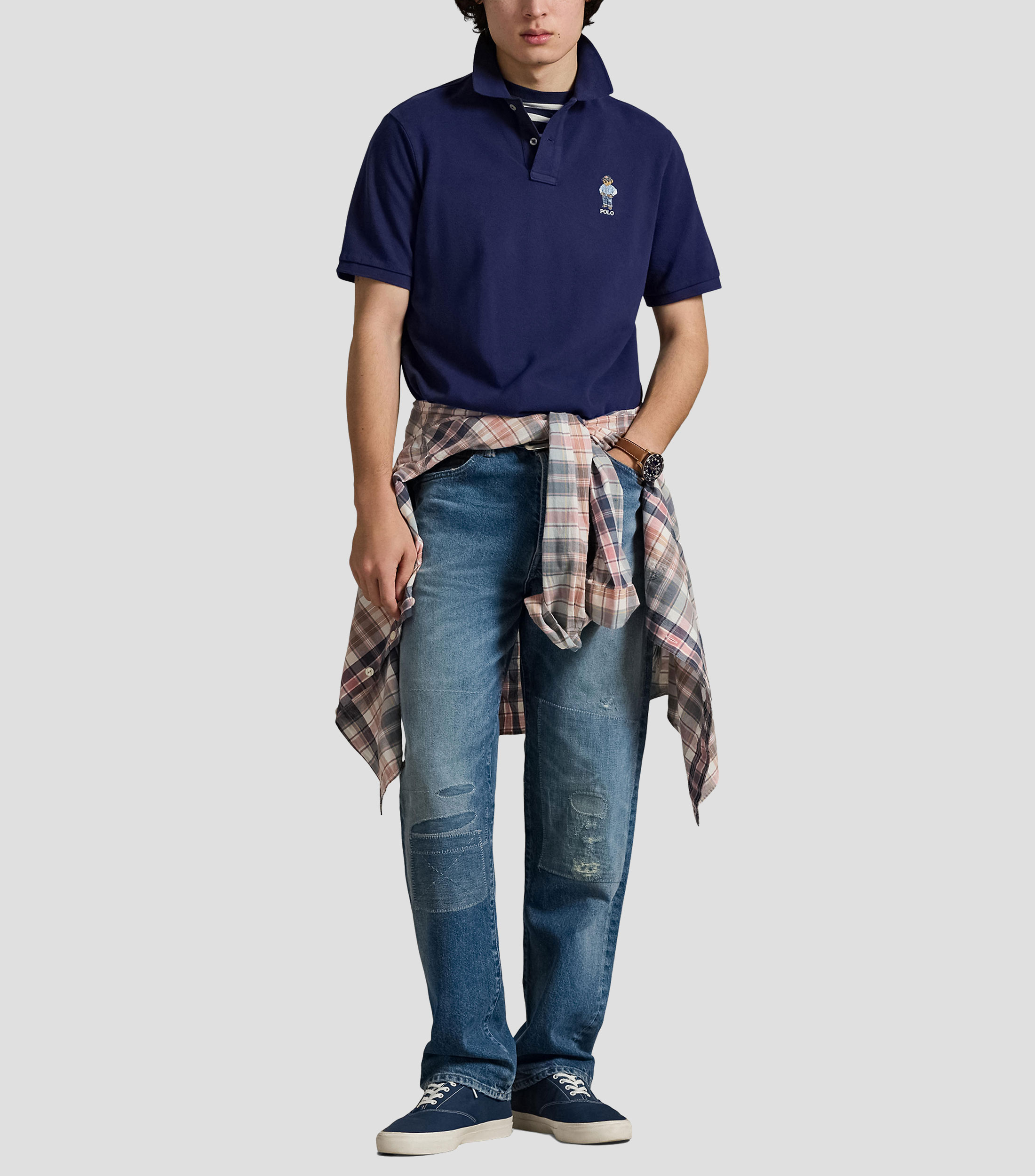 Playera tipo polo manga corta lisa Hombre