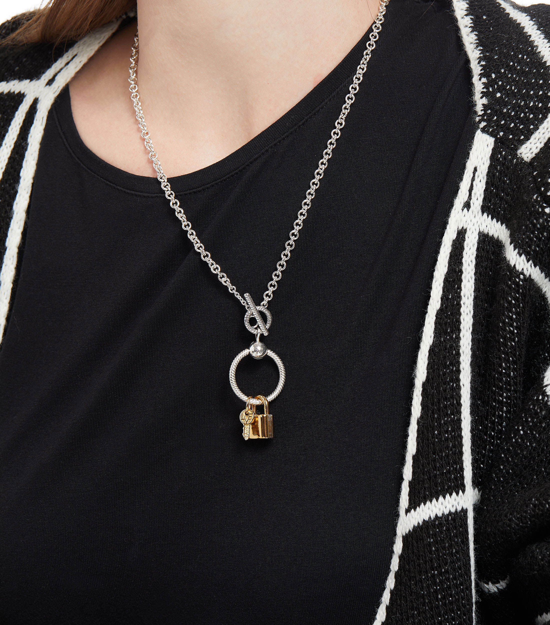 Charm Candado y Llave con Zirconia Mujer