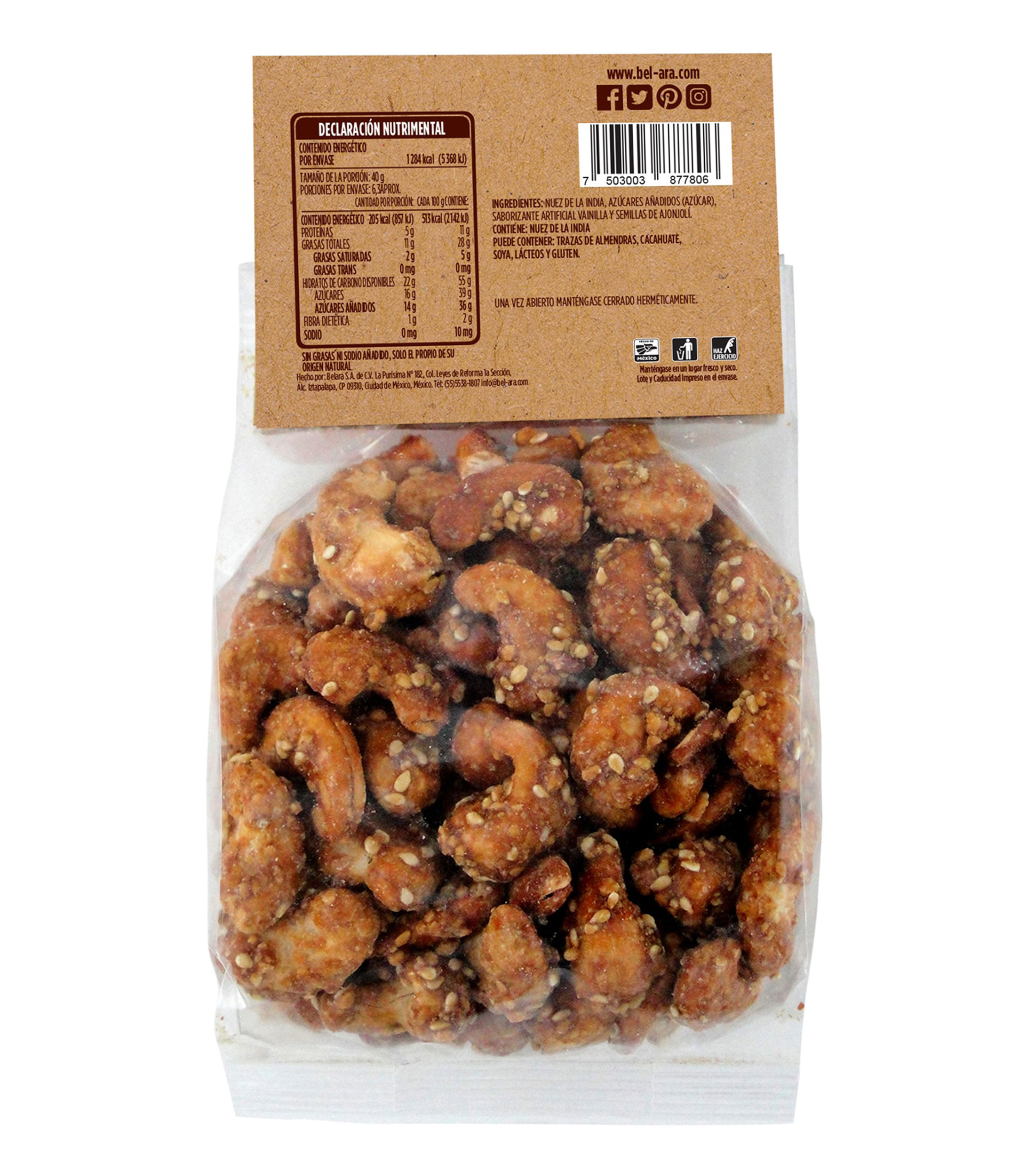 Nuez de la India Garapiñada, 250 gr