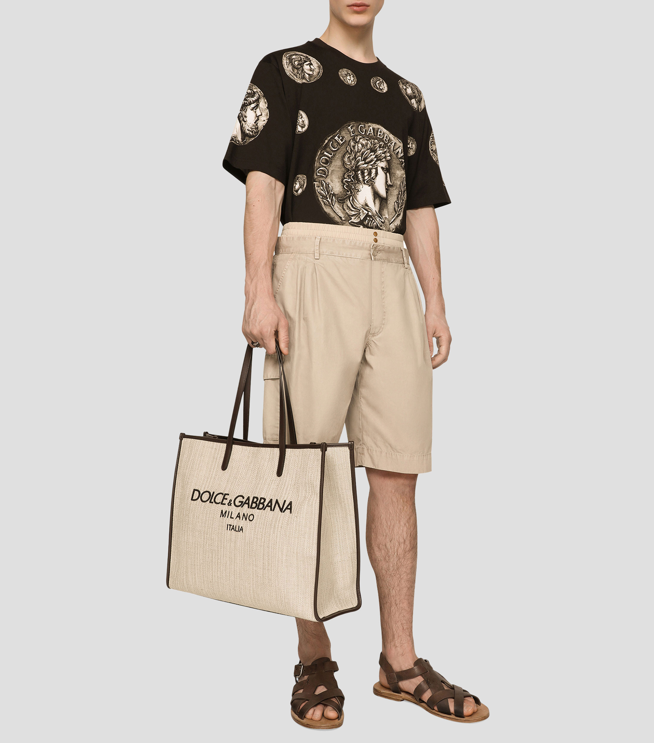 Bolso grande tote con tipografía Hombre