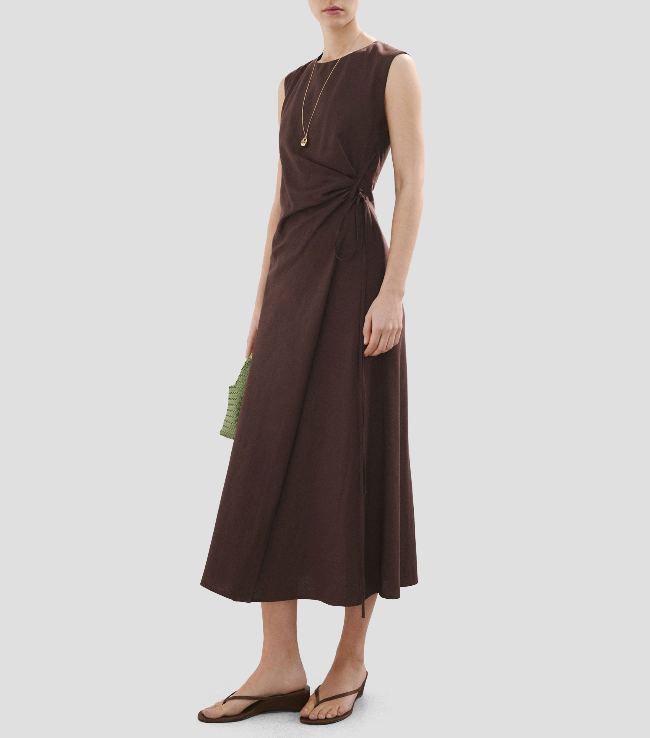 Vestido midi liso Mujer