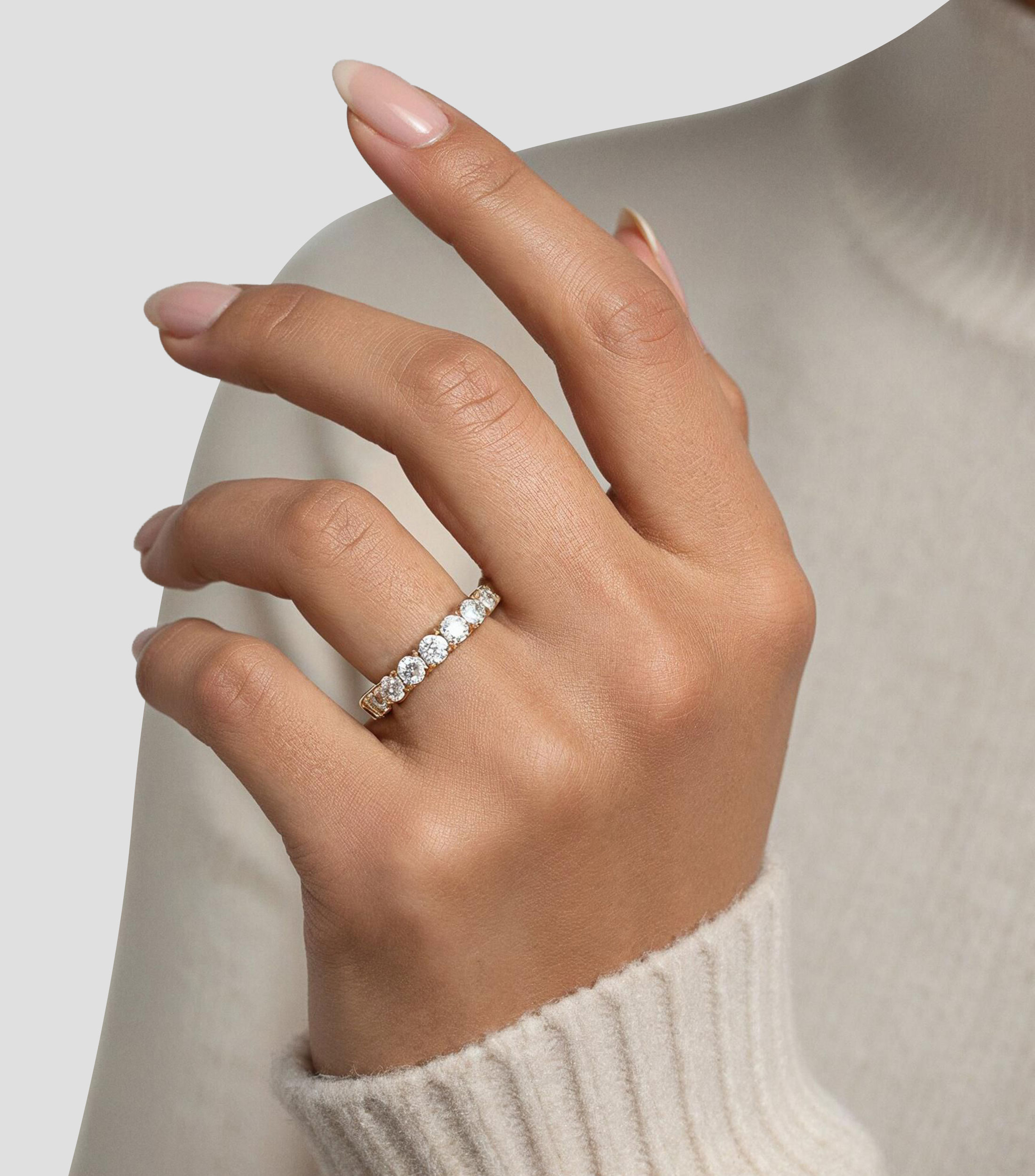 Anillo en Oro amarillo de 14 Kilates con Diamantes Naturales Mujer