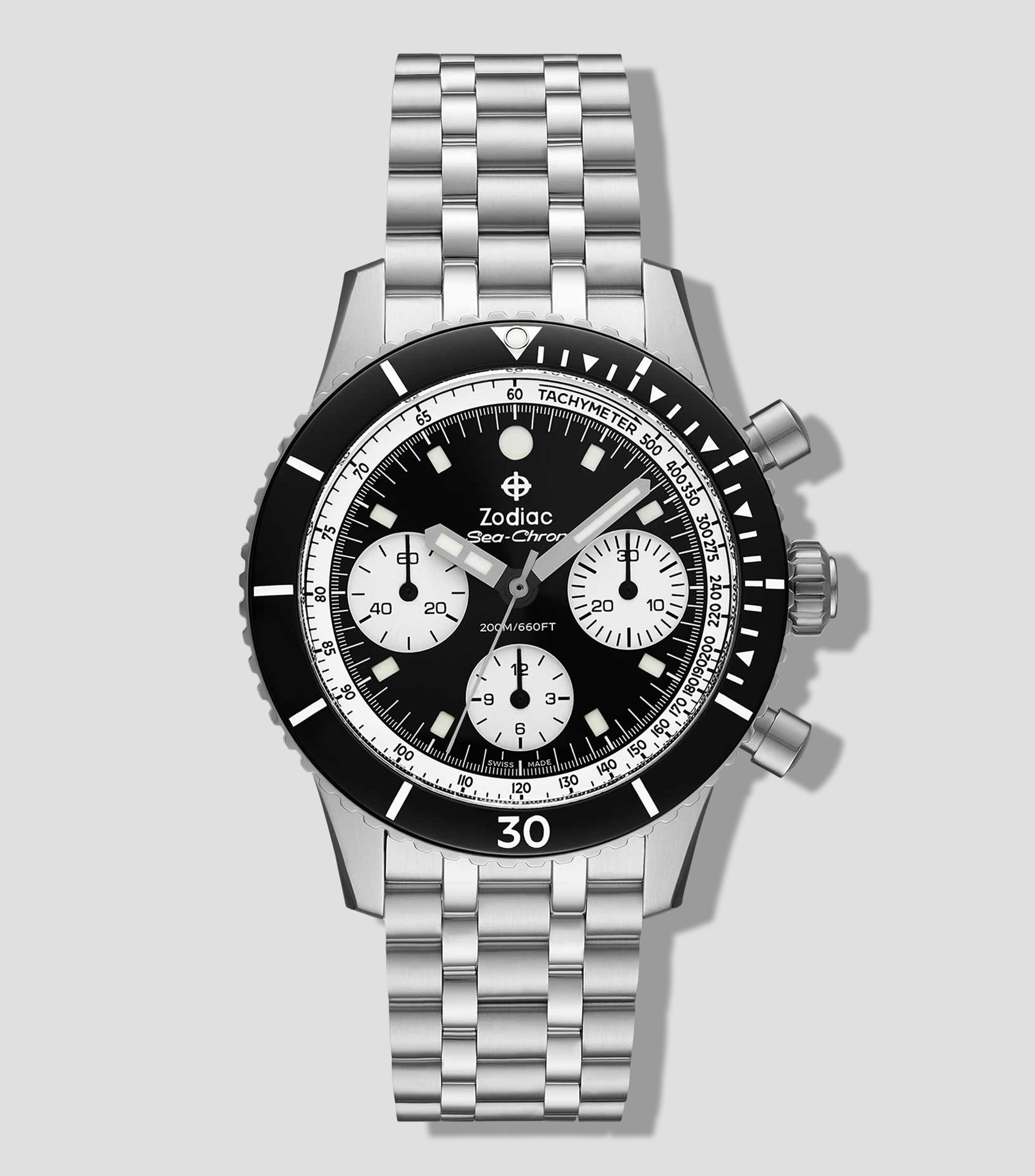 Reloj para Hombre Sea-Chron casual plateado, negro
