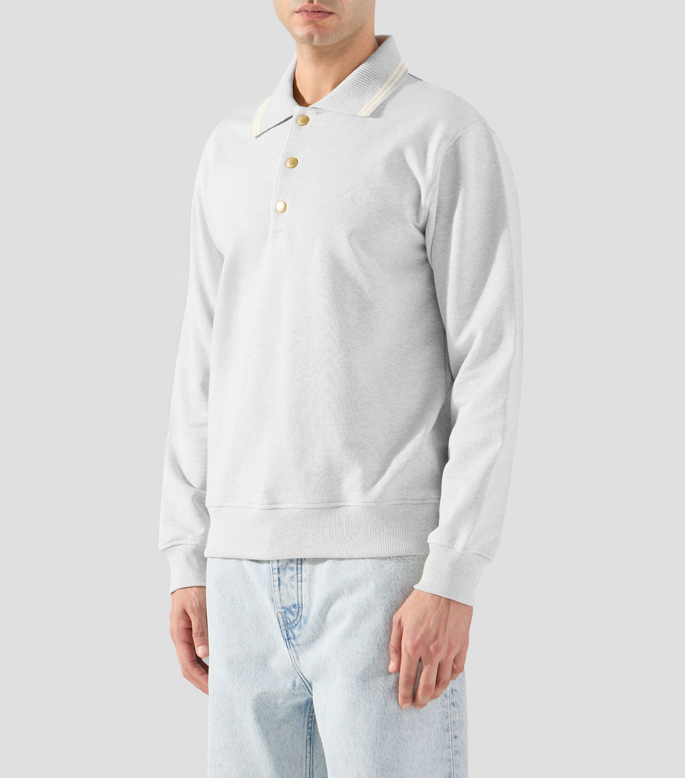 Playera tipo polo manga larga Drole jaspeado Hombre