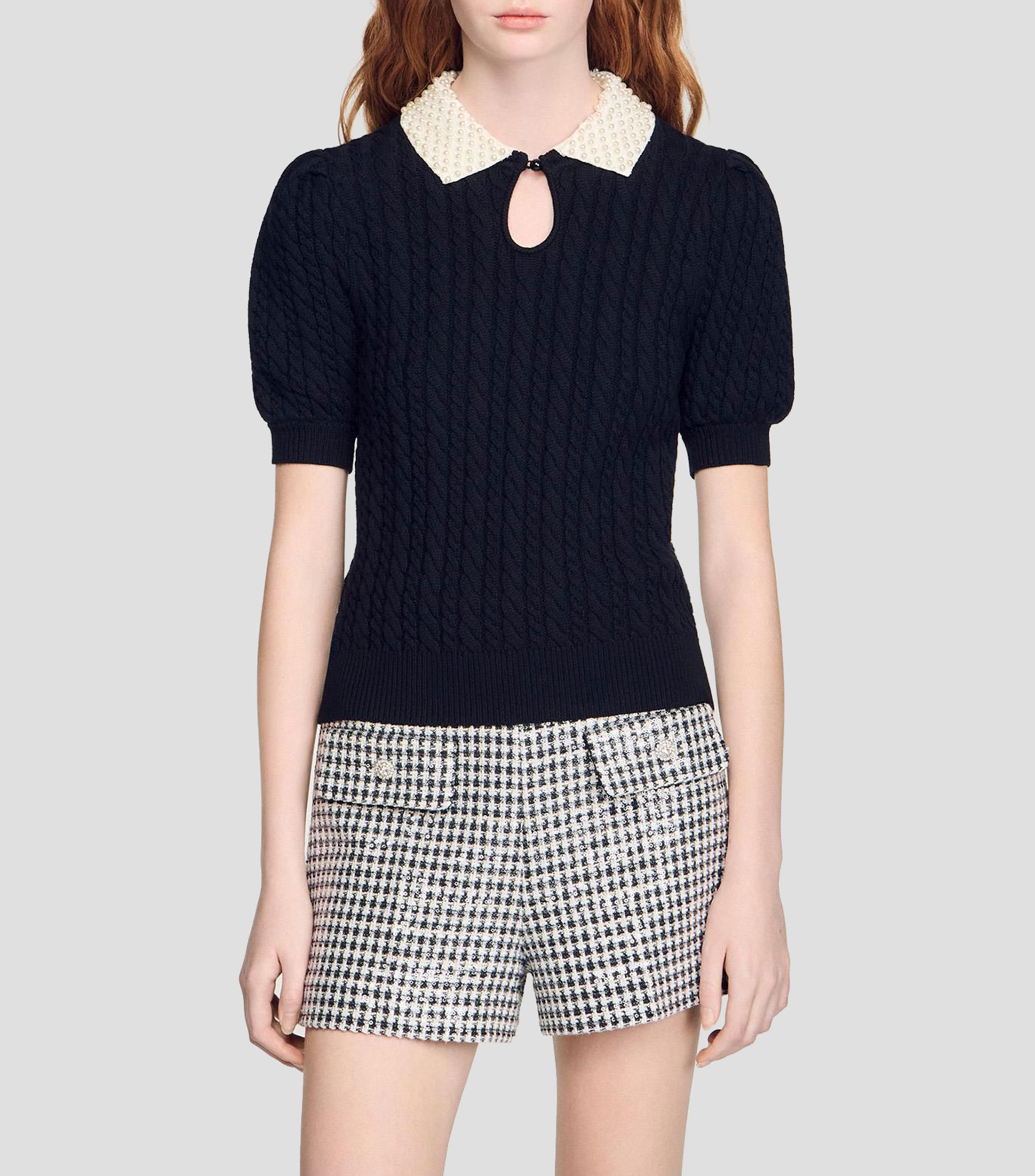 Blusa lisa manga corta Mujer