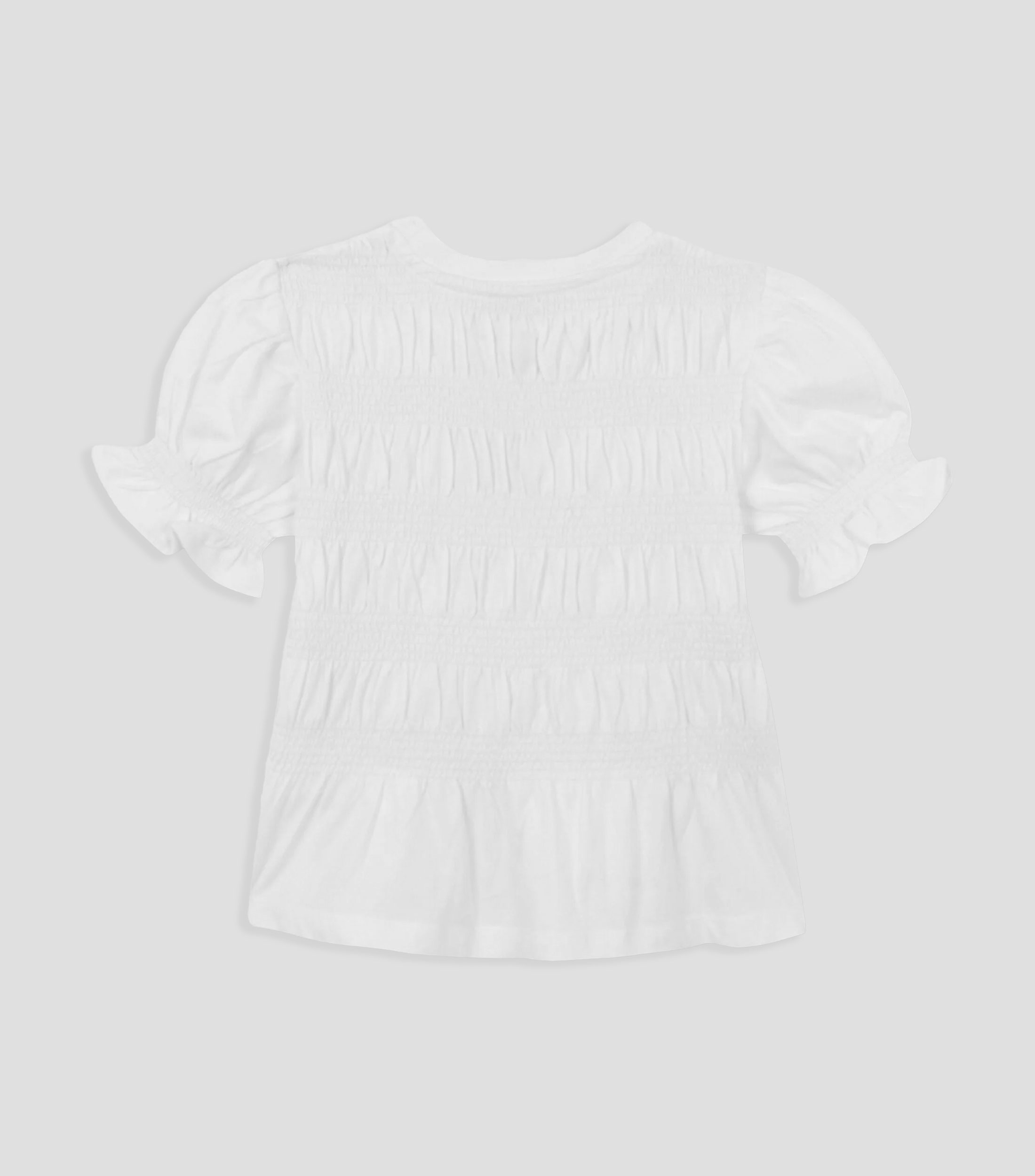 Playera de cuello redondo con manga corta lisa Niña