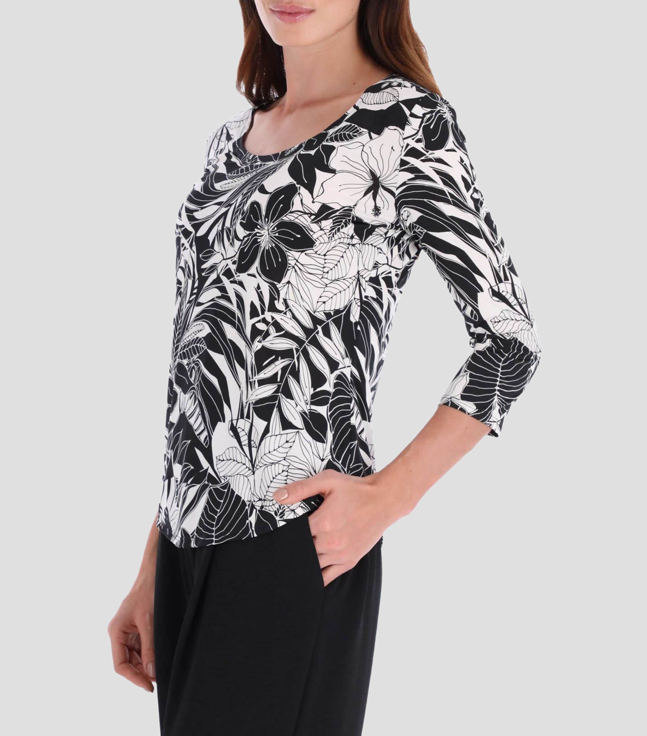 Blusa estampada manga 3/4 Mujer