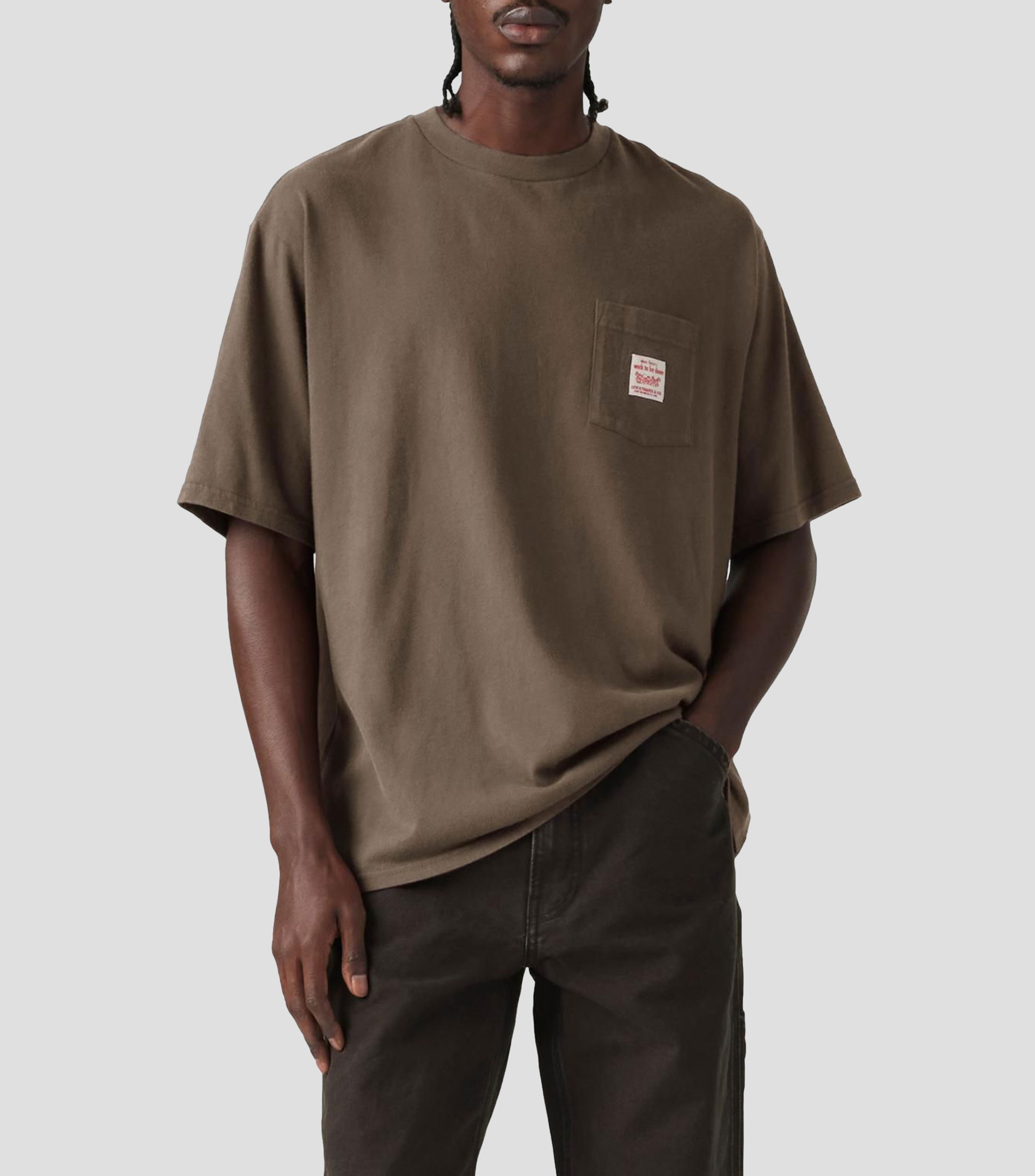 Playera de cuello redondo con manga corta lisa Hombre