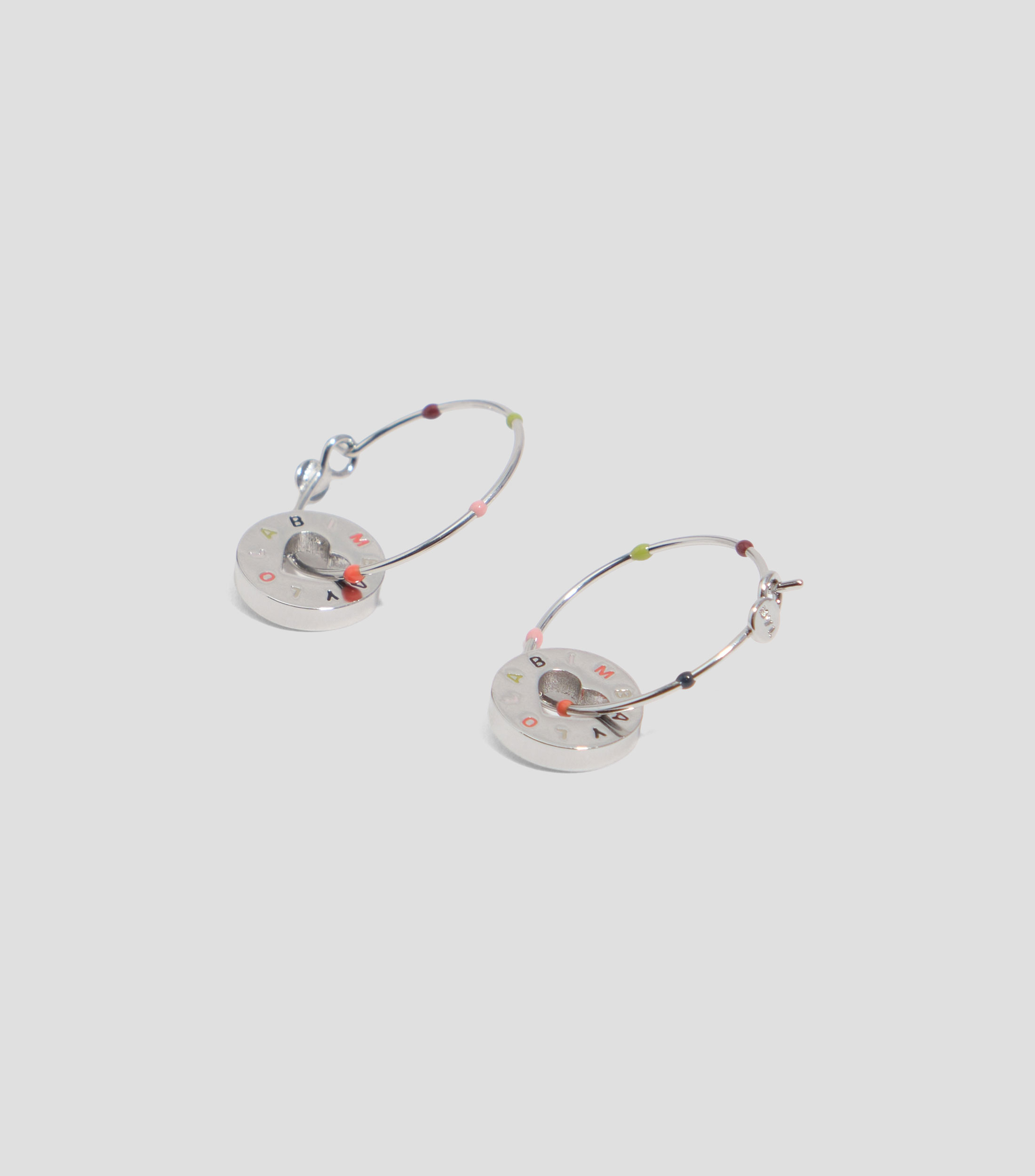 Pendientes aro logo plateado Mujer