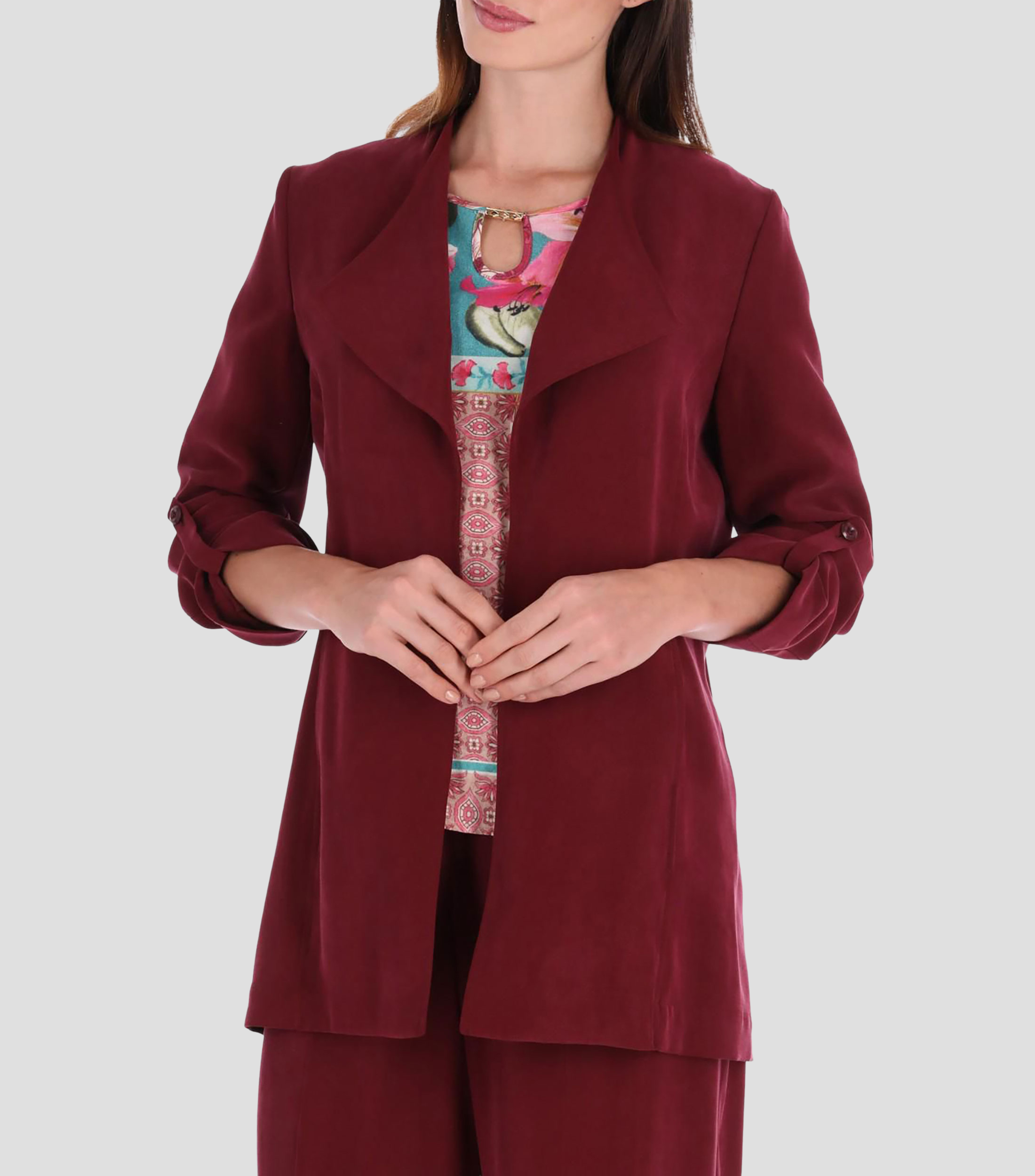 Saco liso manga 3/4 Mujer