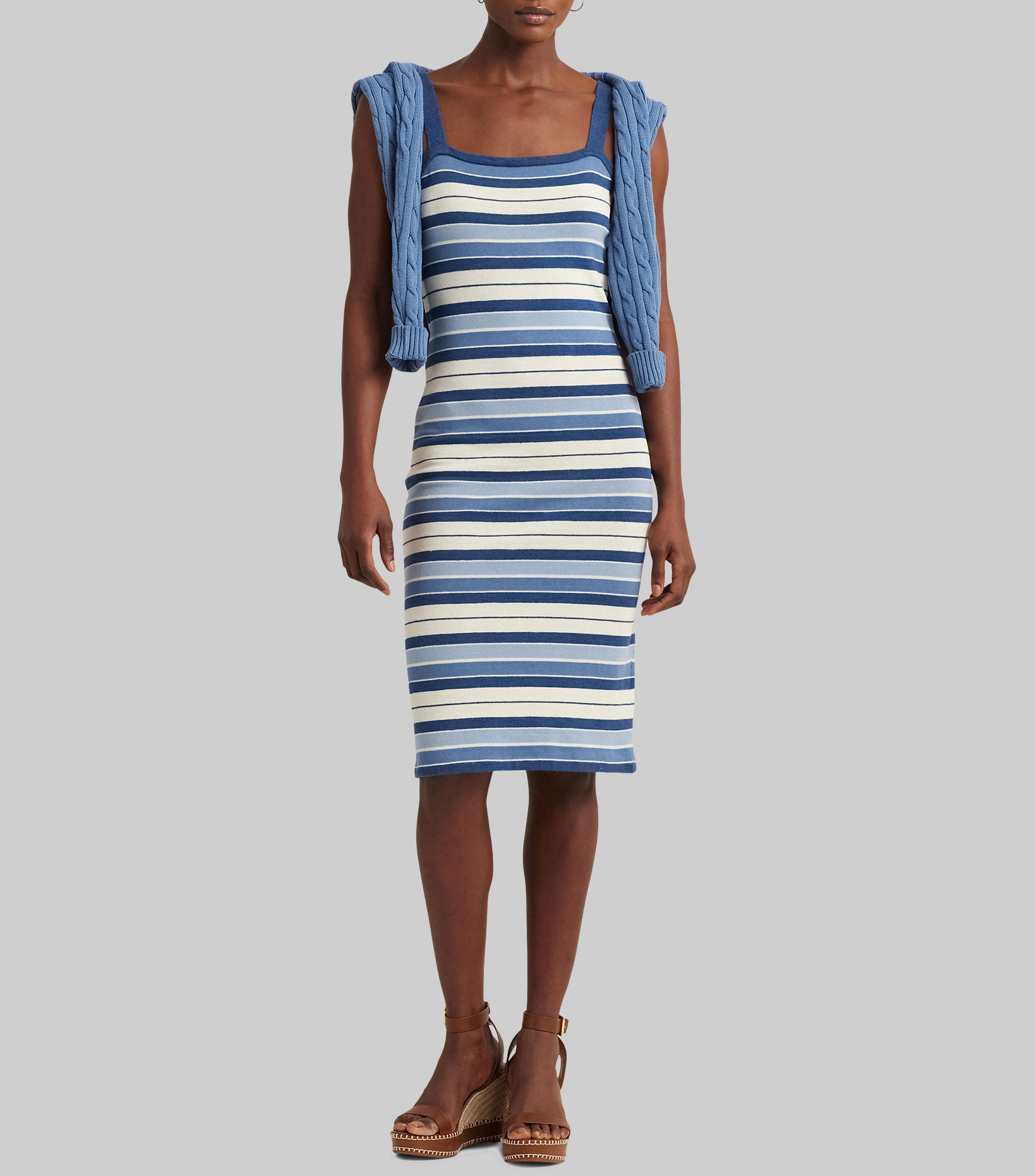 Lauren Ralph Lauren Vestido midi de rayas Mujer El Palacio de Hierro