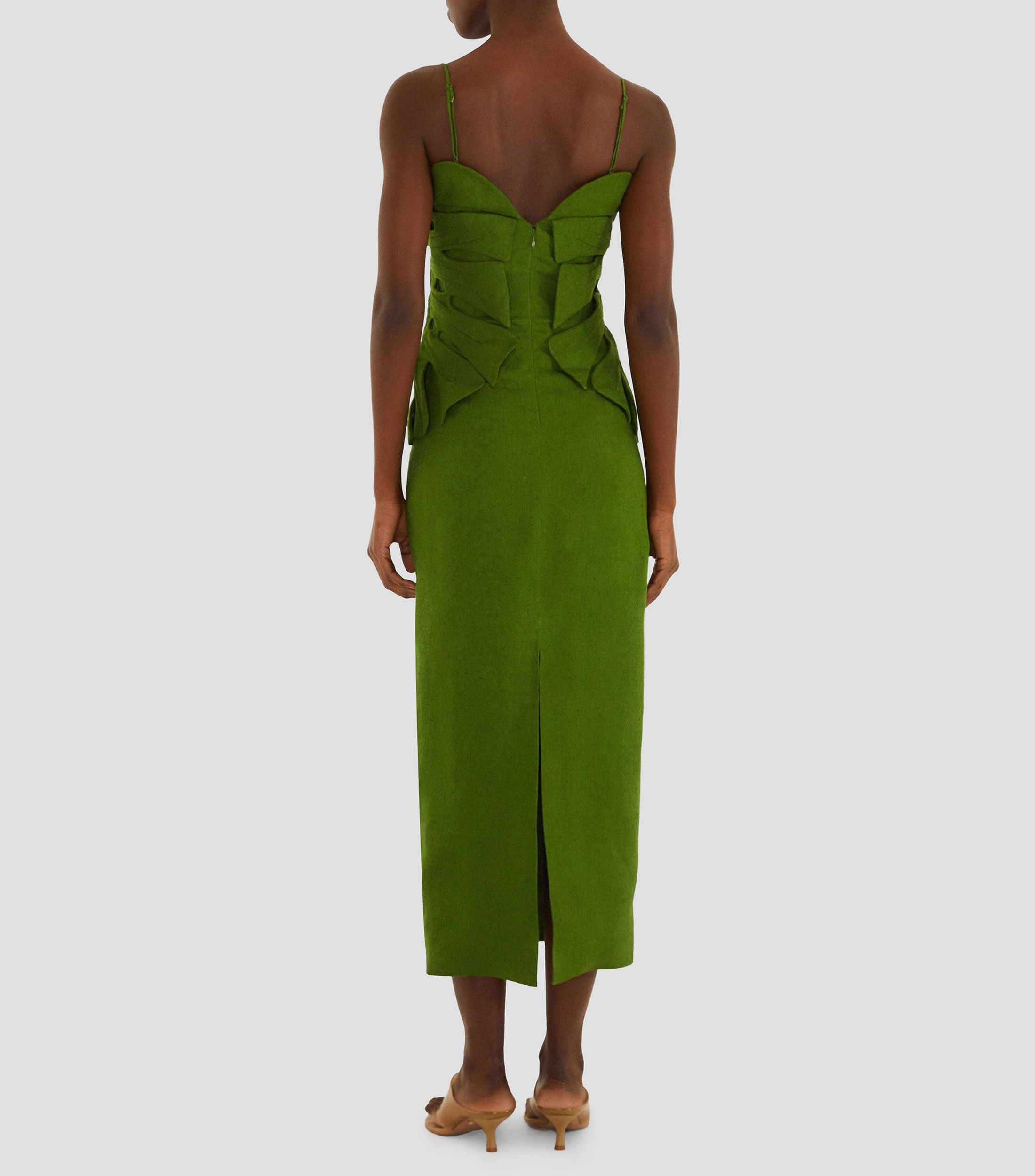 Vestido midi liso Monstera Mujer