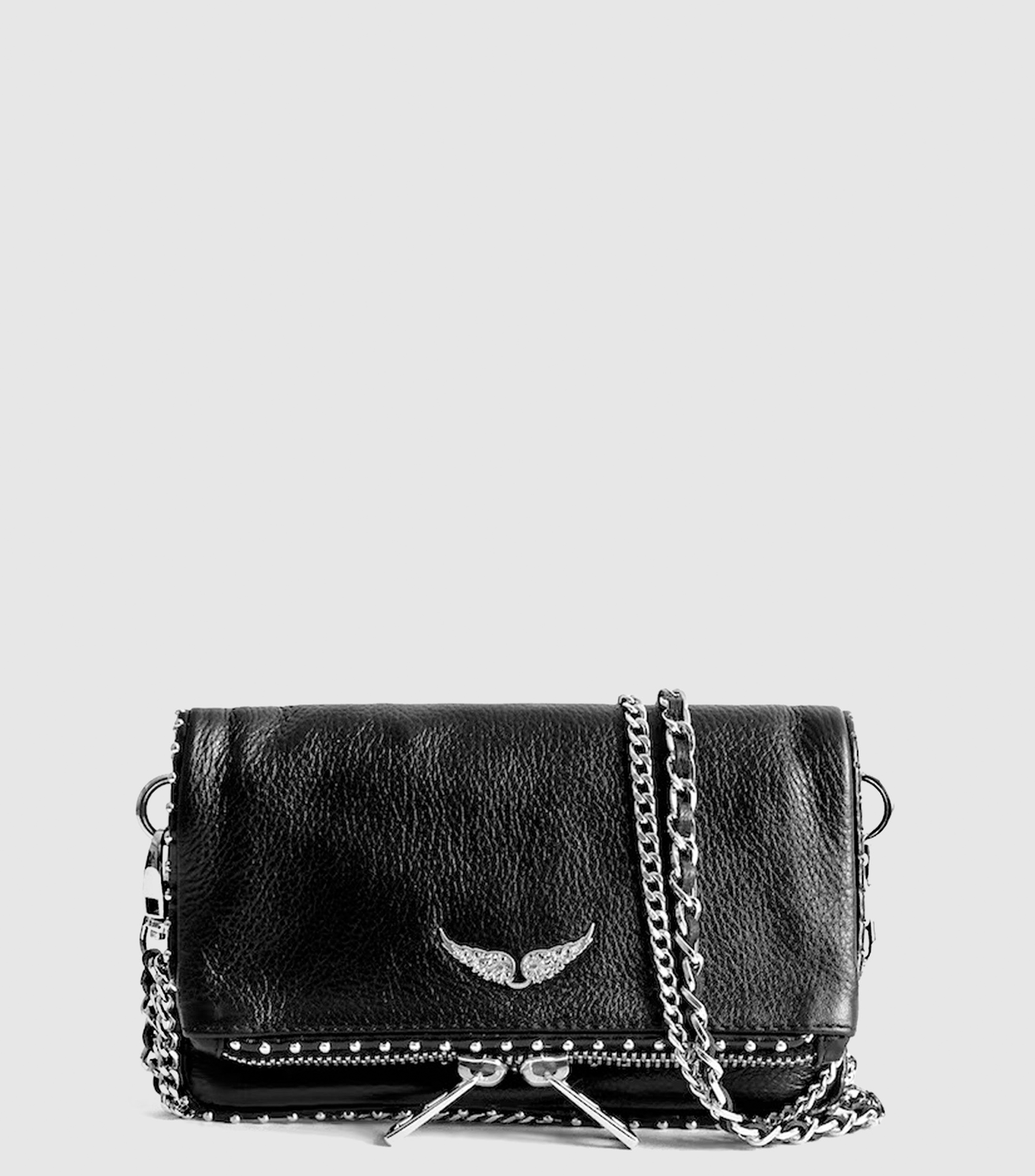Bolsa crossbody en piel vacuna Rock Nano Graine granulada Mujer