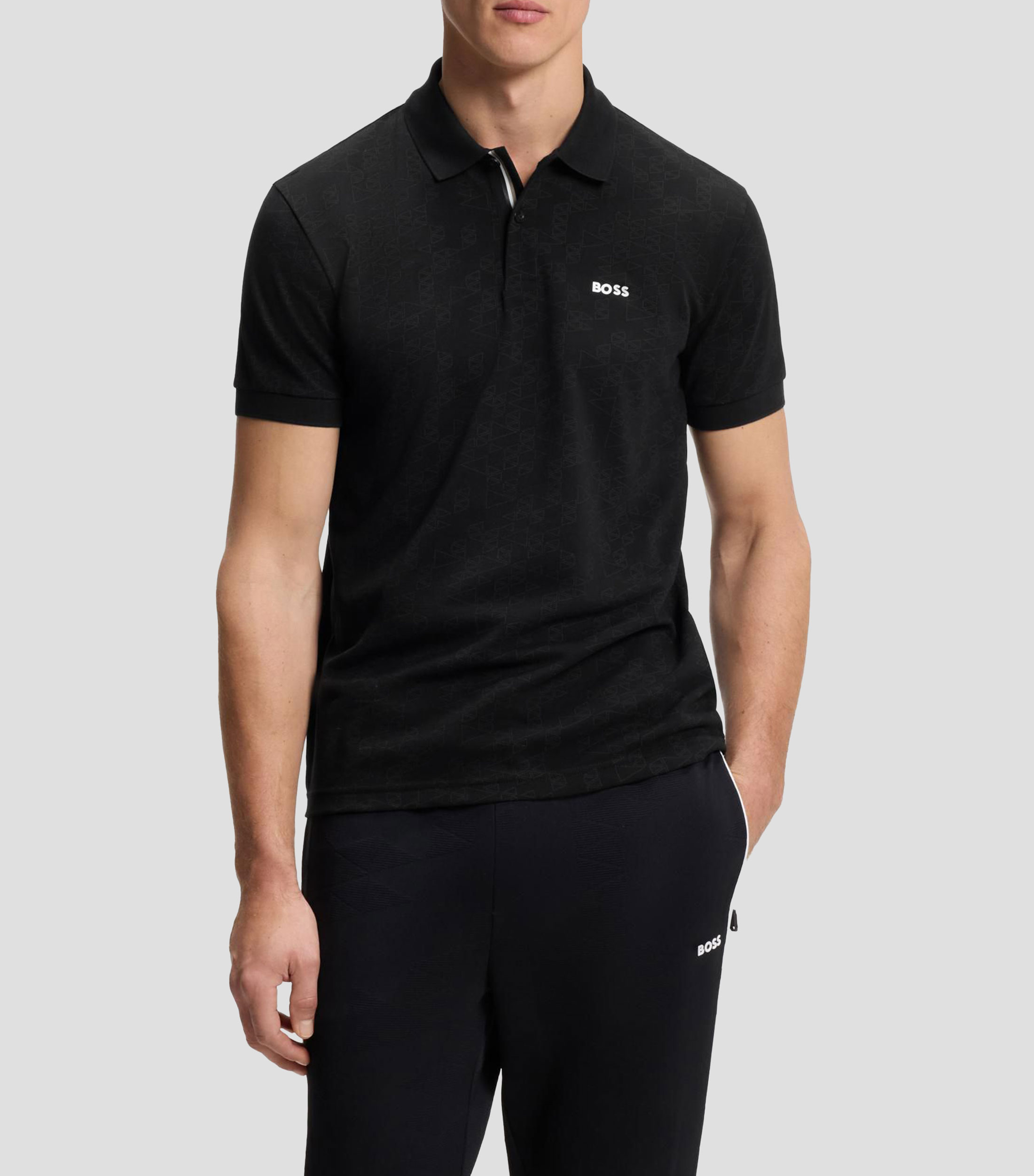 Playera tipo polo de piqué de algodón con estampado integral Hombre