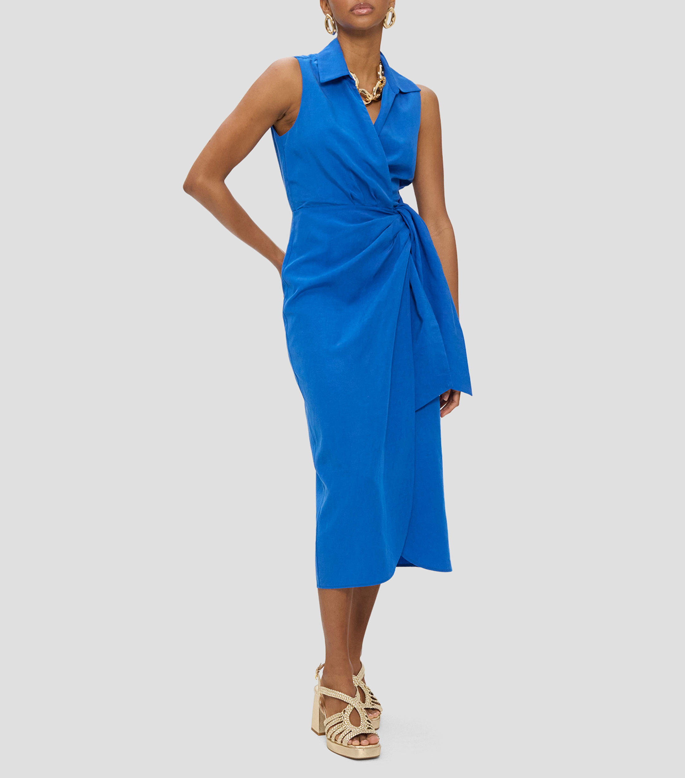 Vestido midi liso Mujer