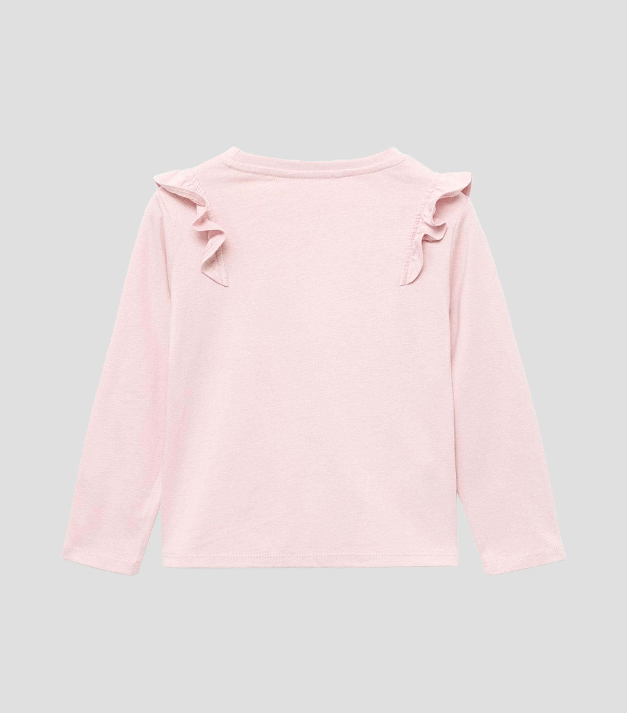 Playera de cuello redondo con manga larga y volantes Niña