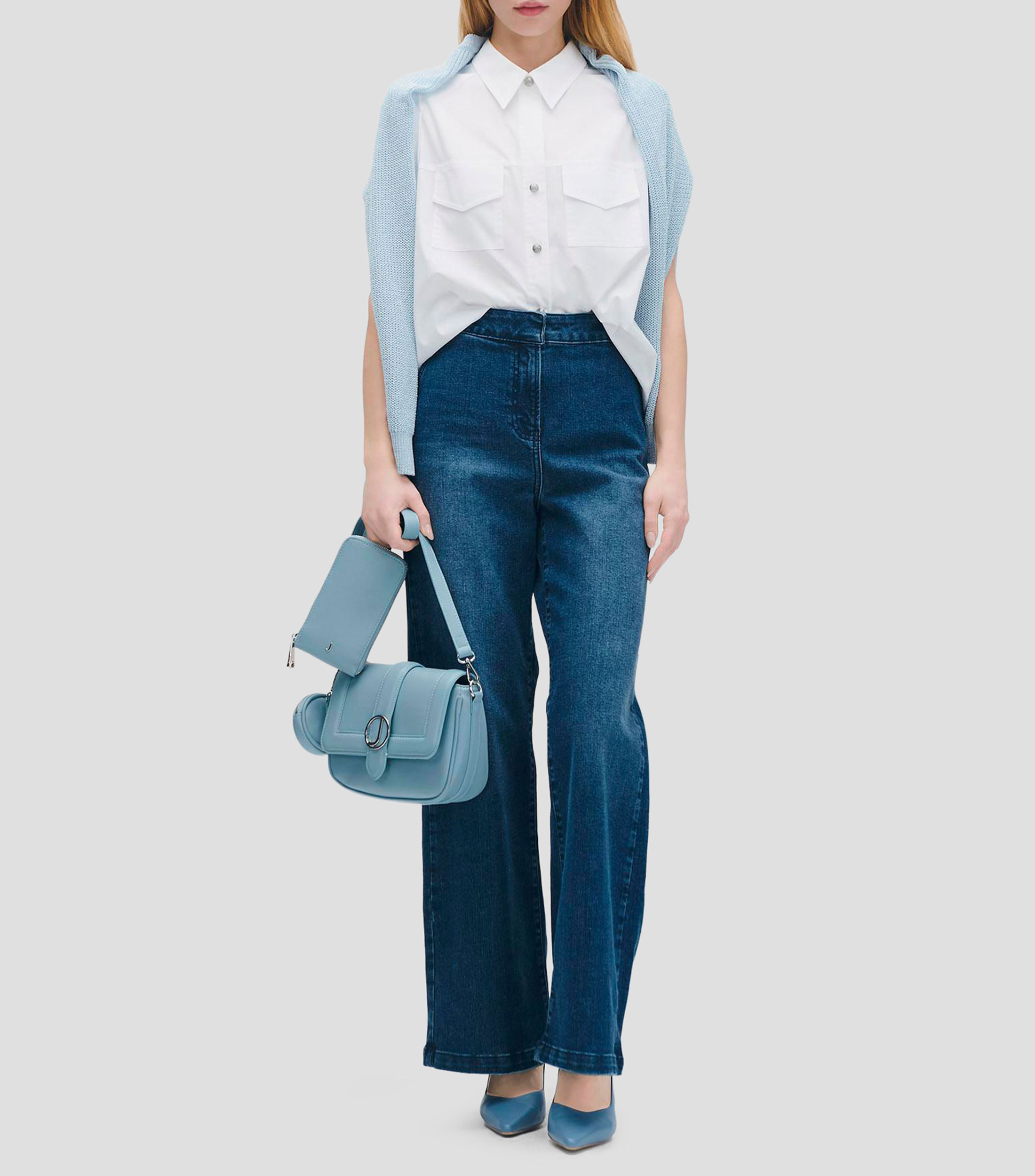 Blusa Camisera Blanca Sisa Fraccionada Mujer