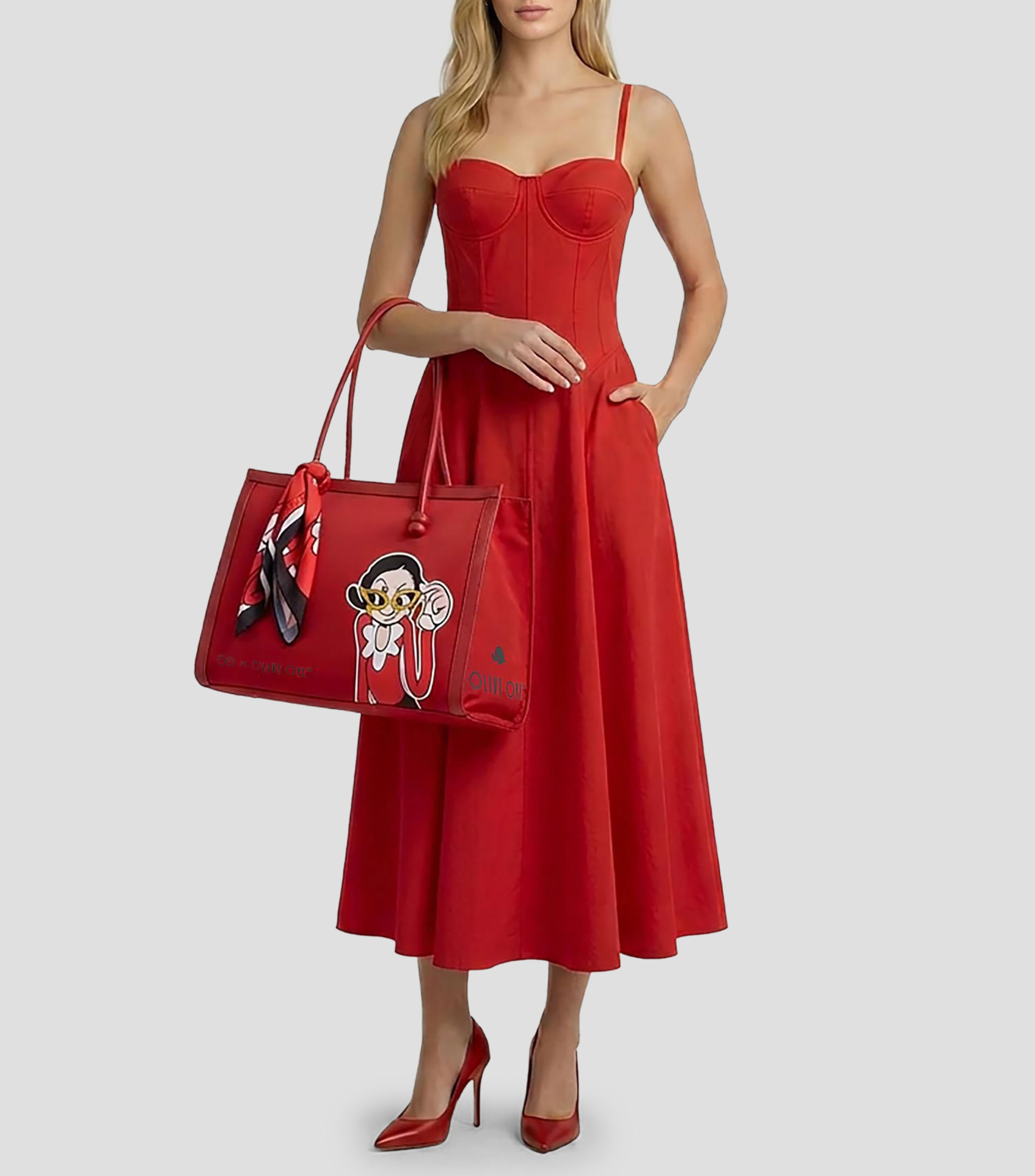Bolsa Tote Roja Olive Estampada Mujer