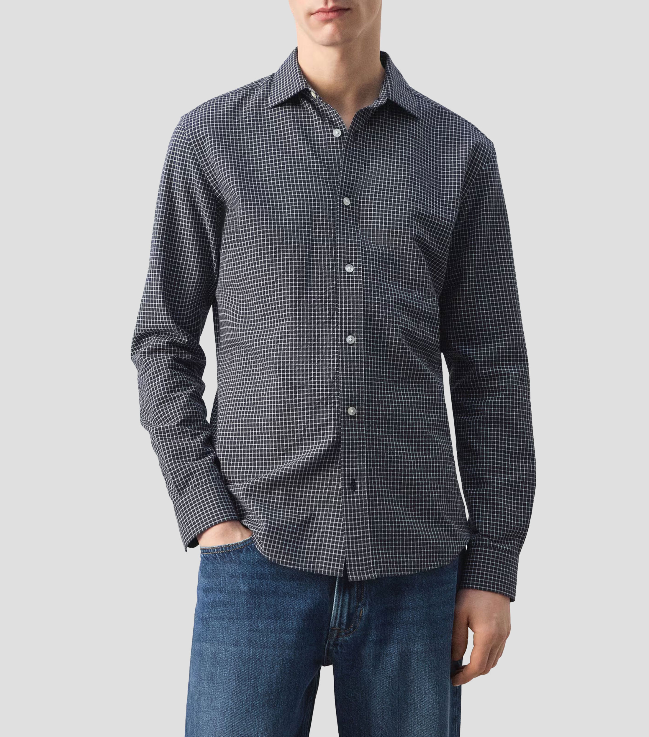 Camisa con cuadros manga larga Hombre