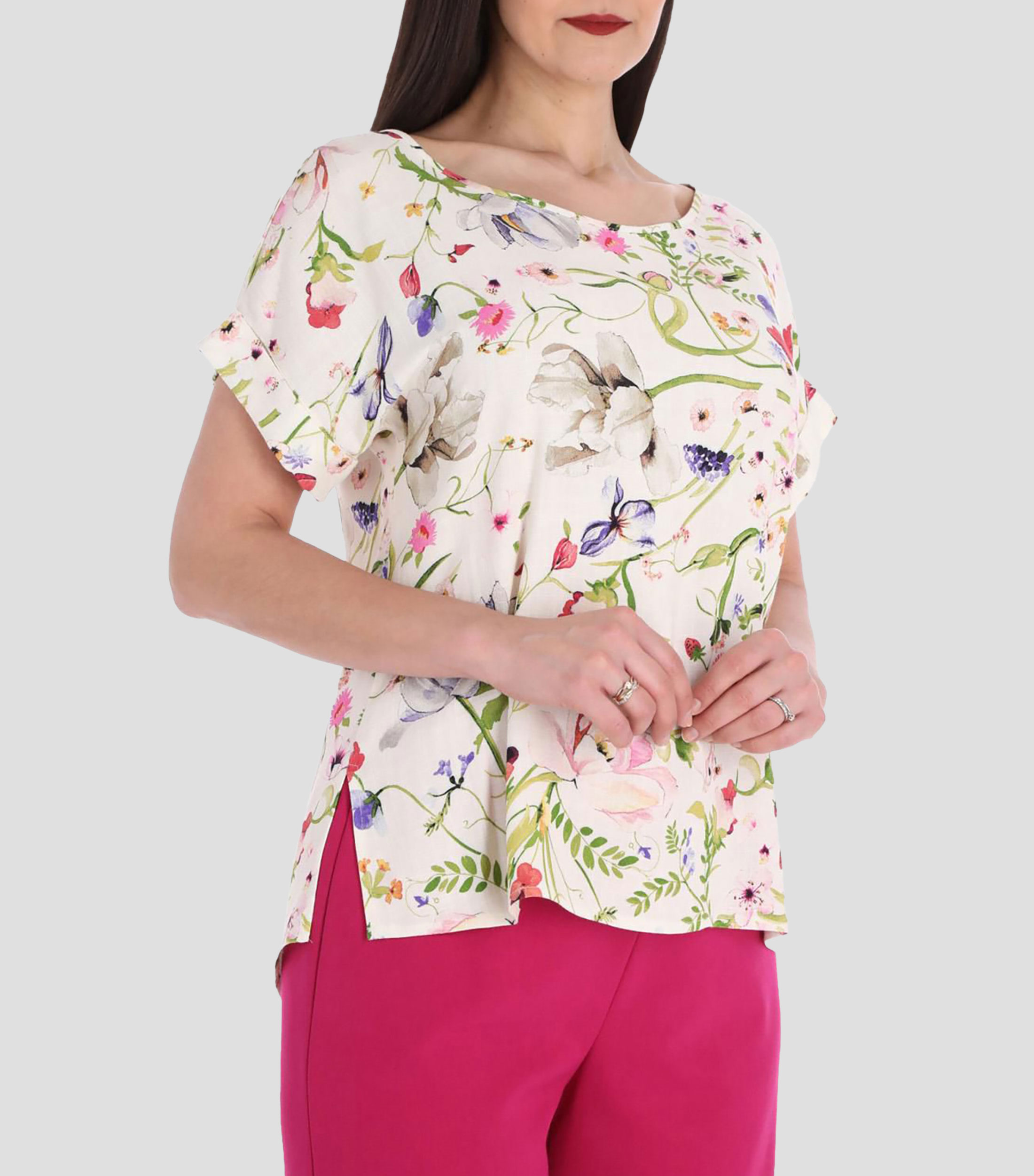 Blusa estampada manga corta Mujer