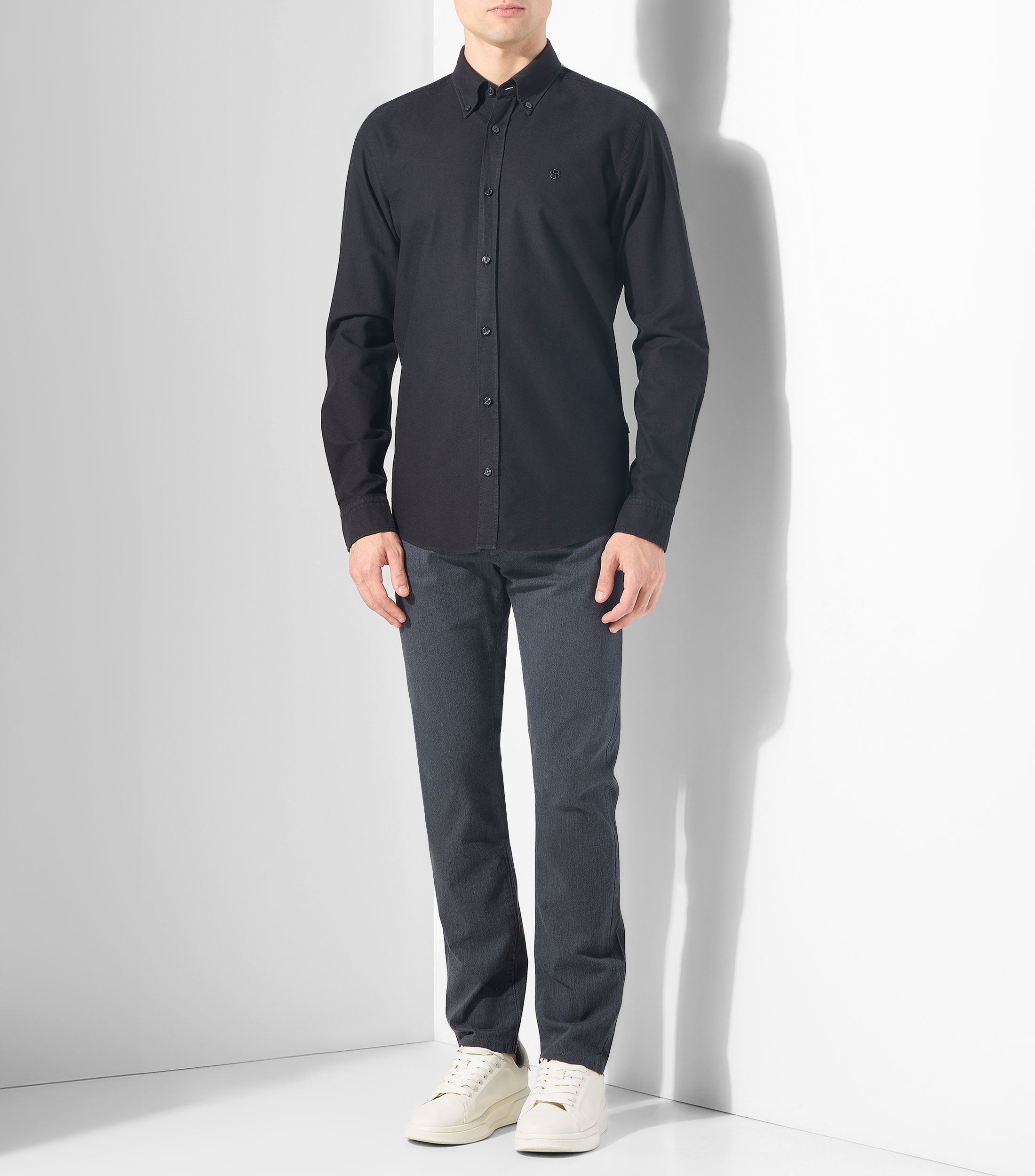 Camisa slim fit de algodón Oxford Hombre